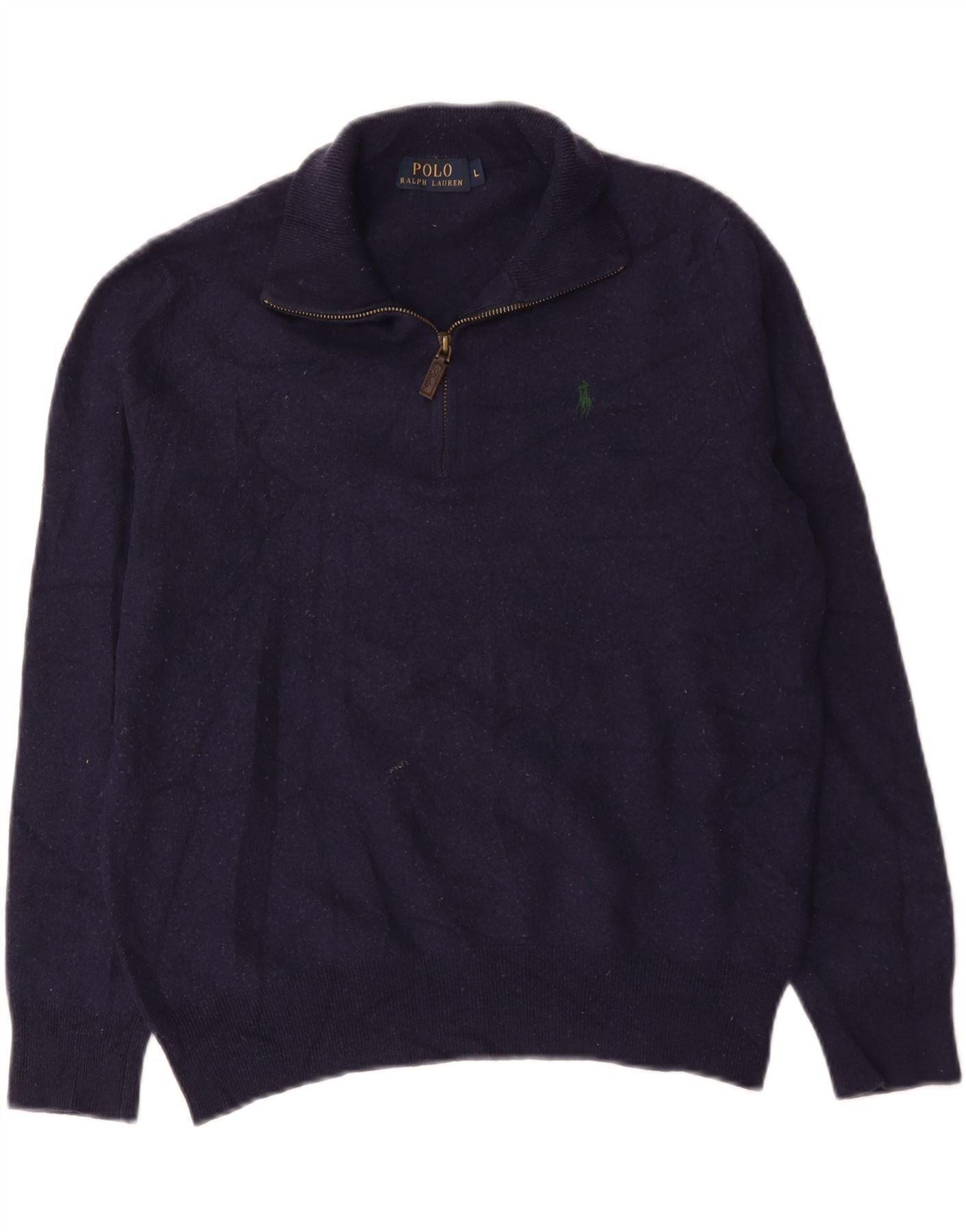 Polo Ralph Lauren Womens Zip Neck Jumper Sweater UK 16 Large Navy Blue Size M / US 6-8 / IT 42-44 - 1 Thumbnail