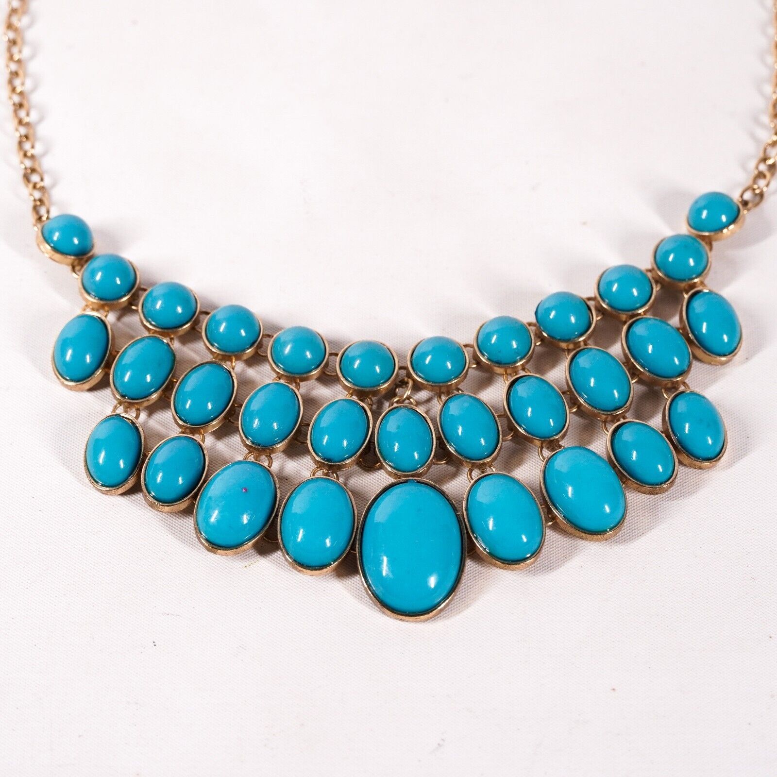 Other 11" Blue Beaded Gold Chain Necklace Choker Elegant Jewelry Size ONE SIZE - 2 Thumbnail