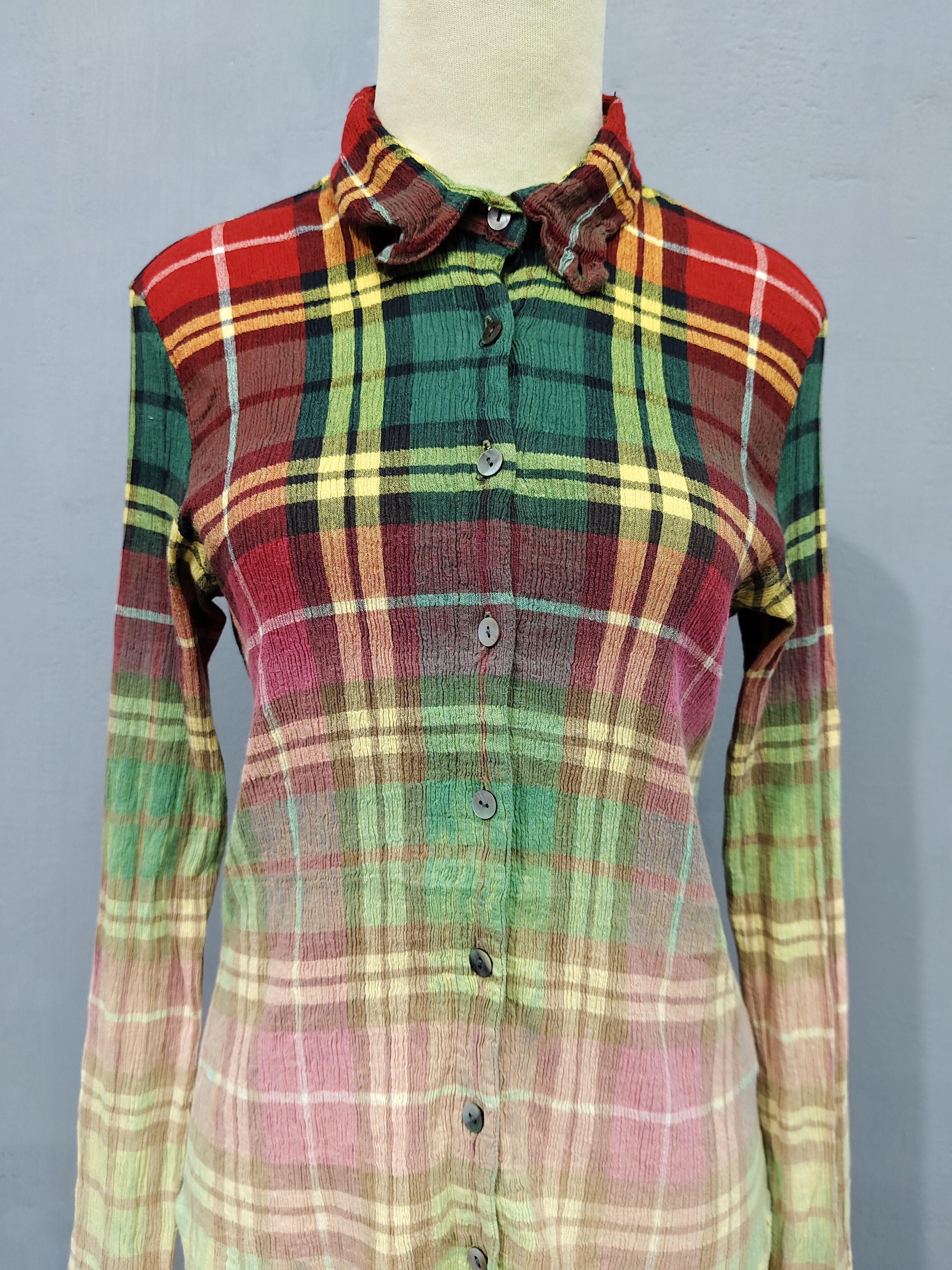 Tsumori Chisato 🇯🇵 Tsumori Chisato Ombre Plaid Pleated Multicolor Gradient Size M / US 6-8 / IT 42-44 - 2 Thumbnail