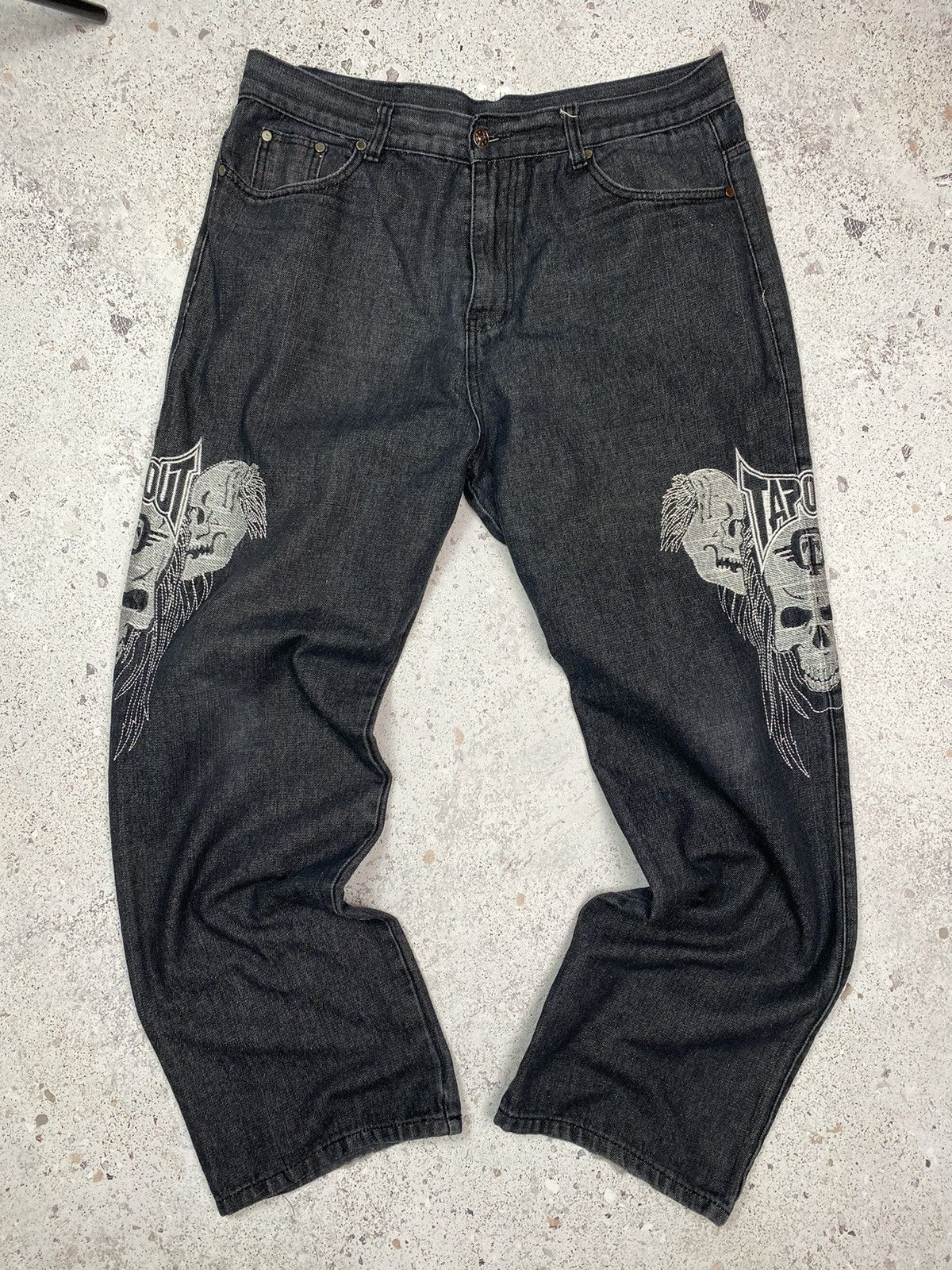 Vintage Vintage Tapout Rap Jeans Big Logo y2k Pants Baggy Skull Men Size US 38 / EU 54 - 3 Thumbnail
