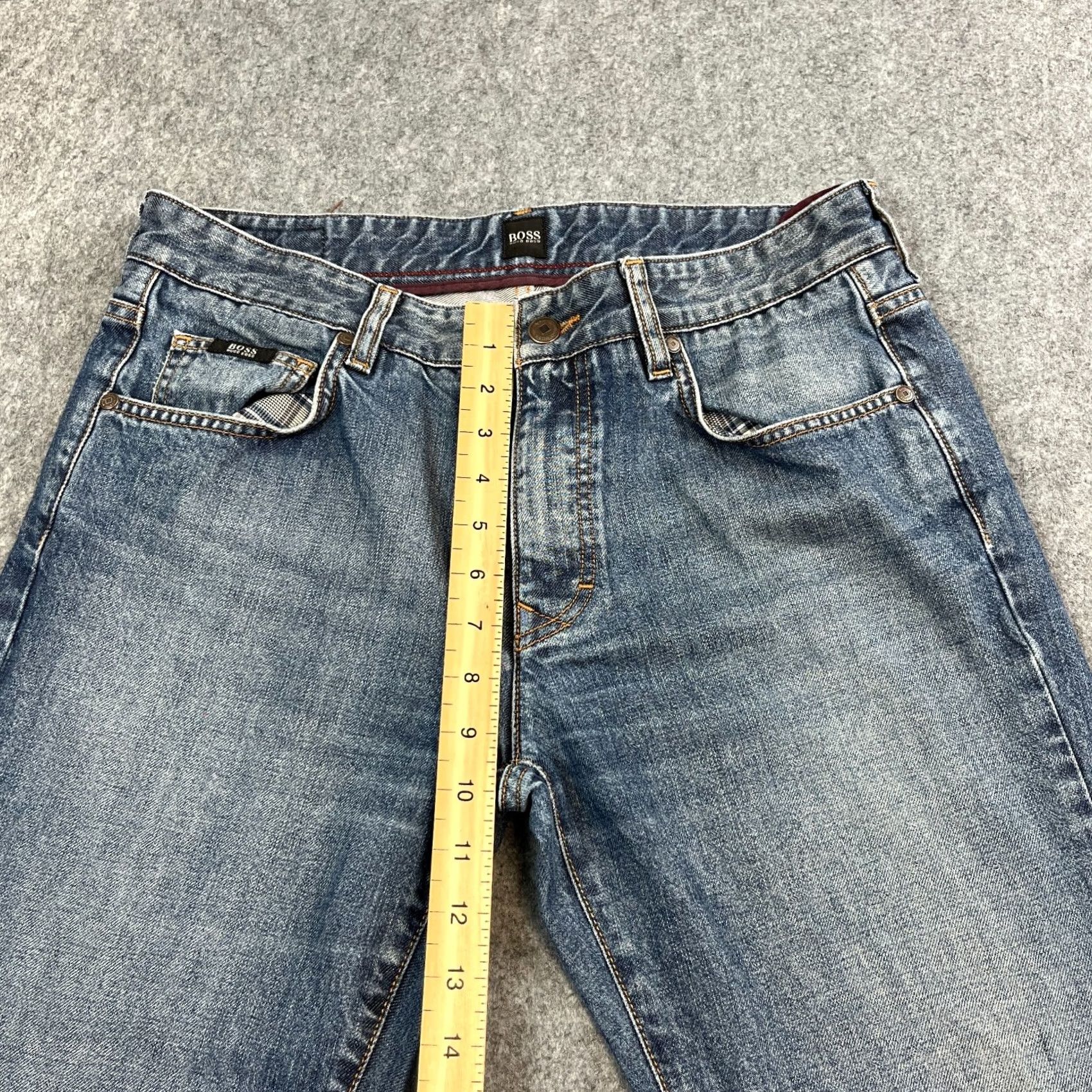 Hugo Boss HUGO BOSS Jeans Regular Straight 34 30 Mid Wash Blue Whiskers Fades Vintage No Colour Blue Medium Denim 5-Pocket Mens Jeans Size US 34 / EU 50 - 5 Thumbnail