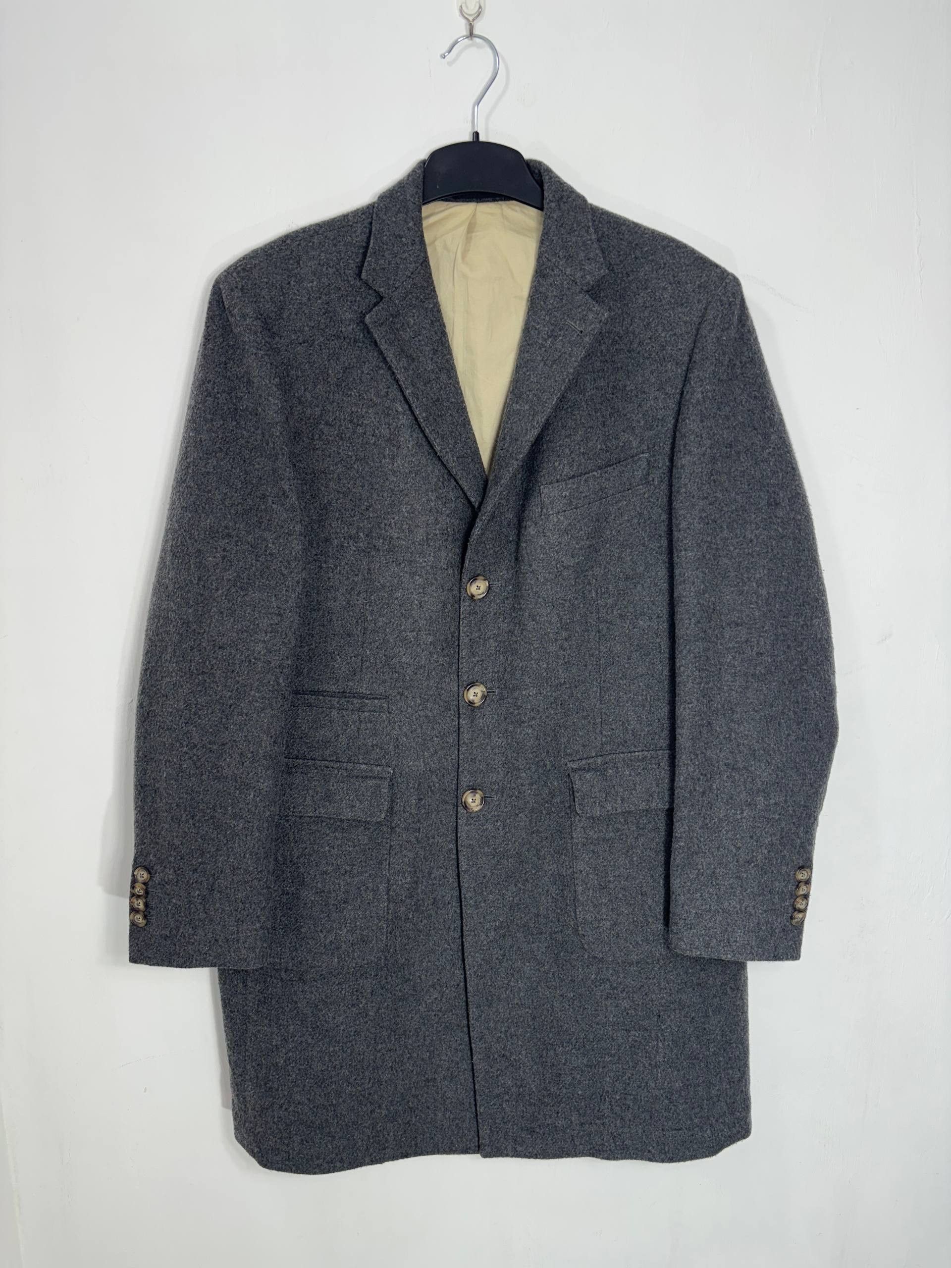 Vintage Angelico Collezione Wool Overcoat Half-Lined Gray Italy Size US L / EU 52-54 / 3 - 2 Thumbnail
