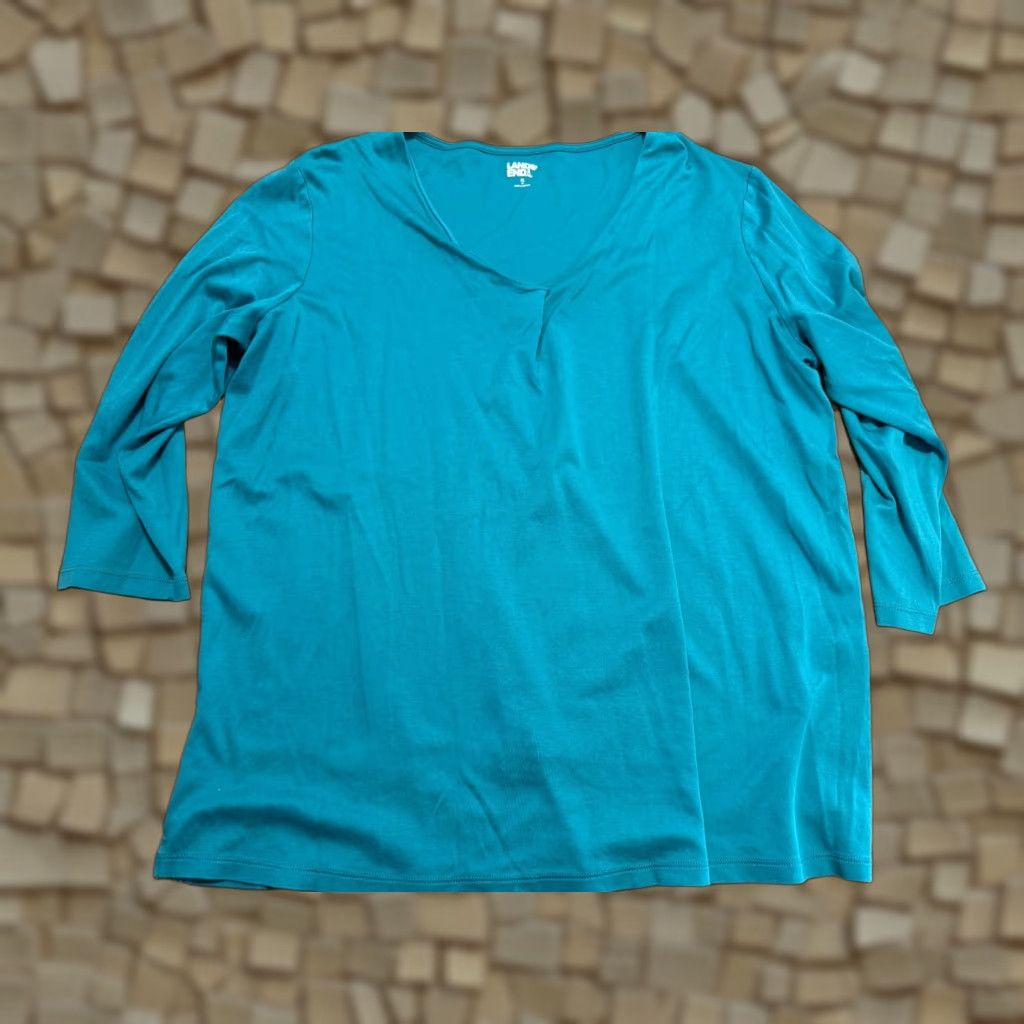 Lands' End VINTAGE not included; Land's End Shirt Women's XL Green V-Neck 3/4 Sleeve Casual Shirt Women XL Green V-Neck 3/4 Sleeve Casual Land's End Size XL / US 12-14 / IT 48-50 - 1 Thumbnail