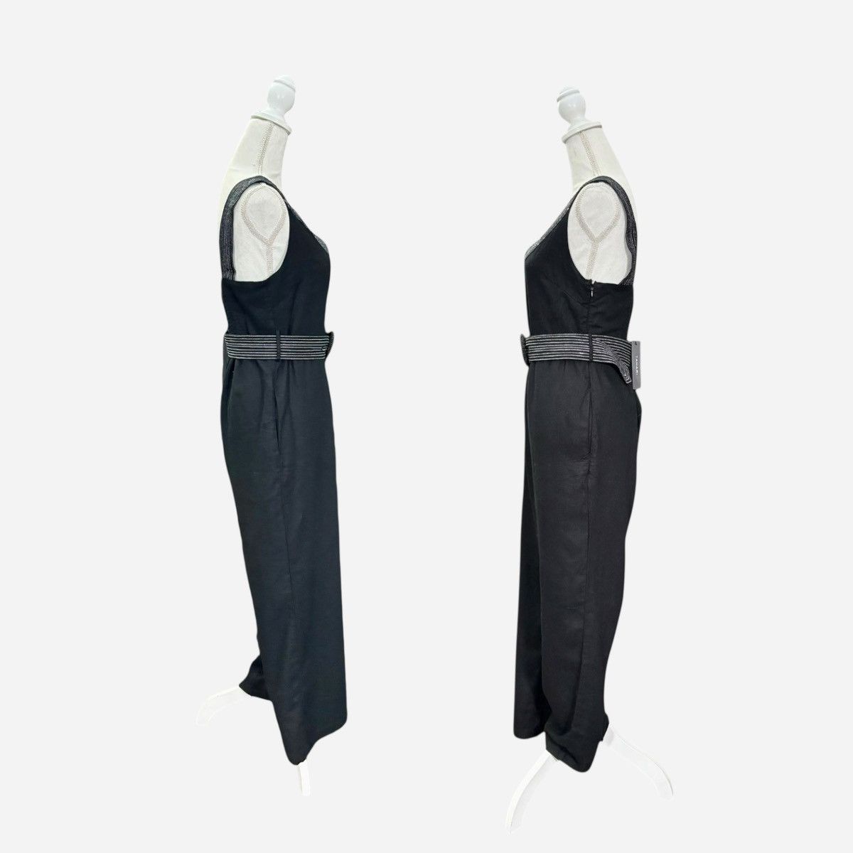 Elie Tahari Tahari Linen Blend Black Beauty Jumpsuit Sz M (8) Size 30" / US 8 / IT 44 - 4 Thumbnail