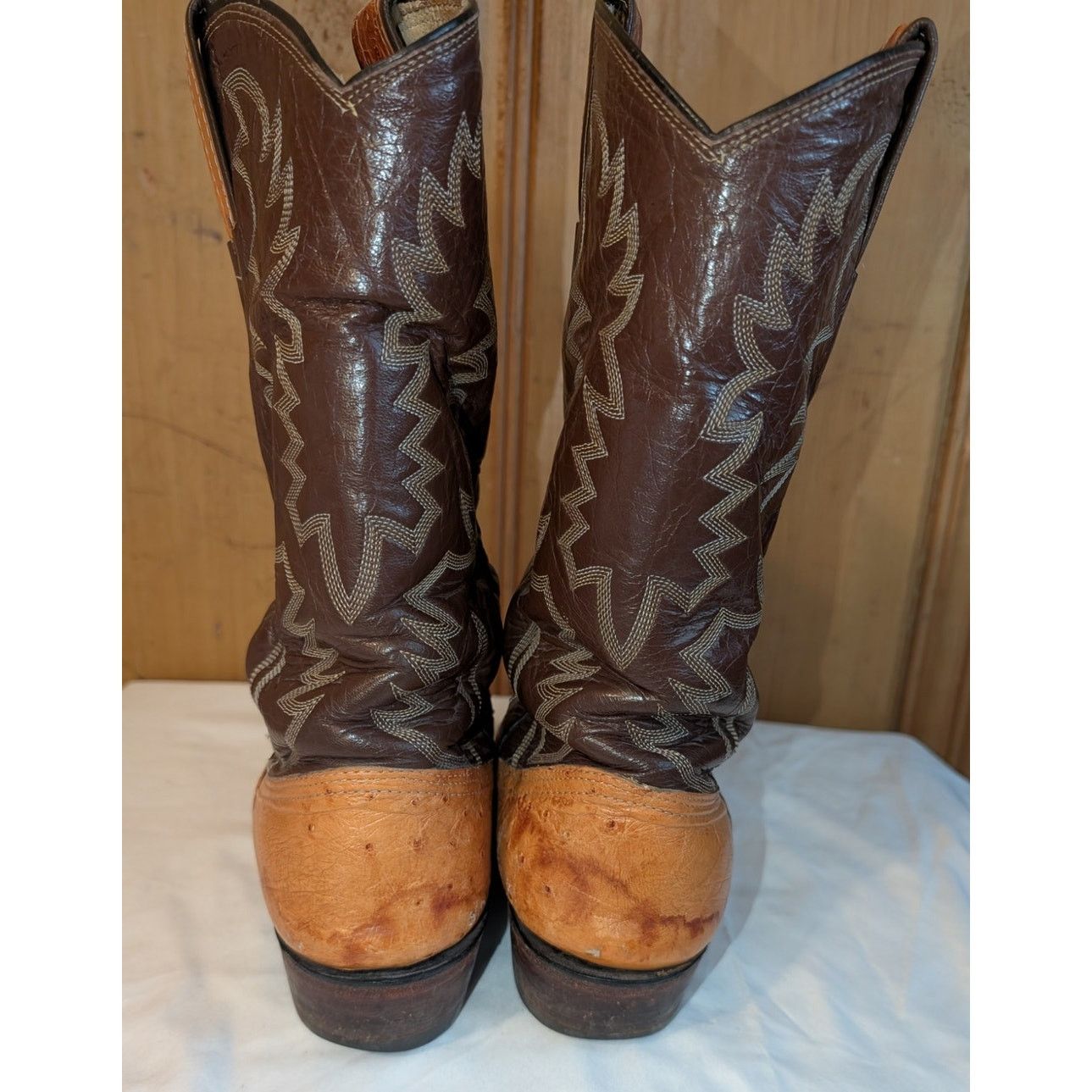 Dan Post Vintage Bona Allen Cowboy Boots Ostrich Leather Western 8D Size US 8 / EU 41 - 4 Thumbnail