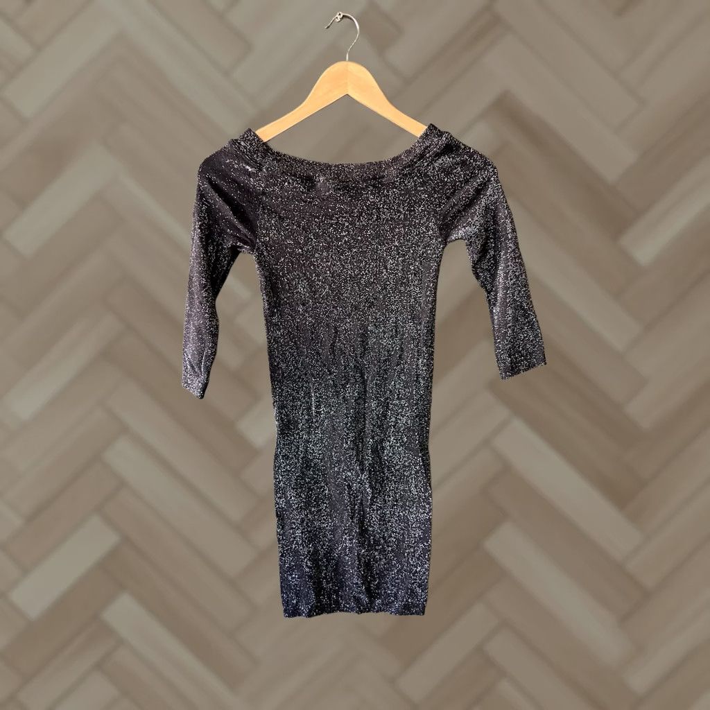 Bebe VINTAGE bebe Metallic Nylon Y2K Black Dress Petite Small Size S / US 4 / IT 40 - 1 Thumbnail