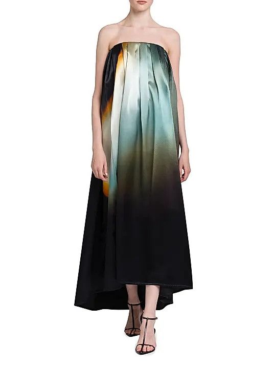 Jil Sander o1loc1c0426 Satin Pleated Strapless Gown in Multicolor Size XL / US 12-14 / IT 48-50 - 5 Thumbnail