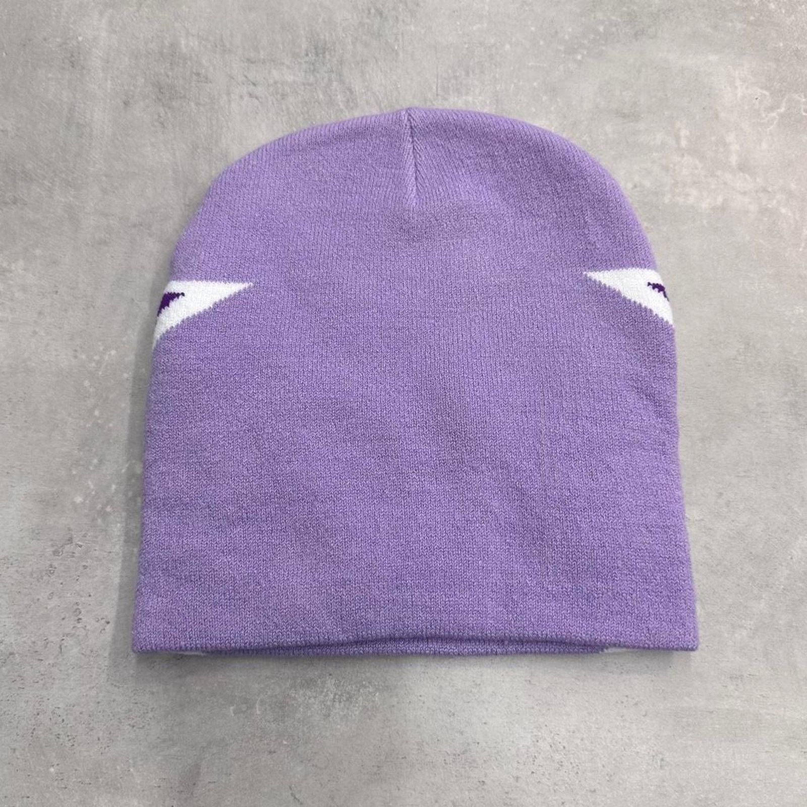 Vintage Purple and White Star Acrylic Graphic Beanie Hat Size ONE SIZE - 4 Thumbnail