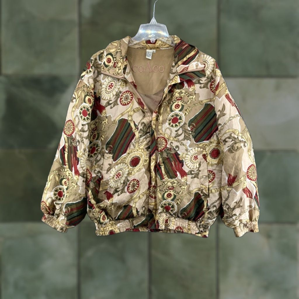 Vintage Coaco Womens Equestrian Jacket Large 100% Silk Chains Size L / US 10 / IT 46 - 1 Thumbnail