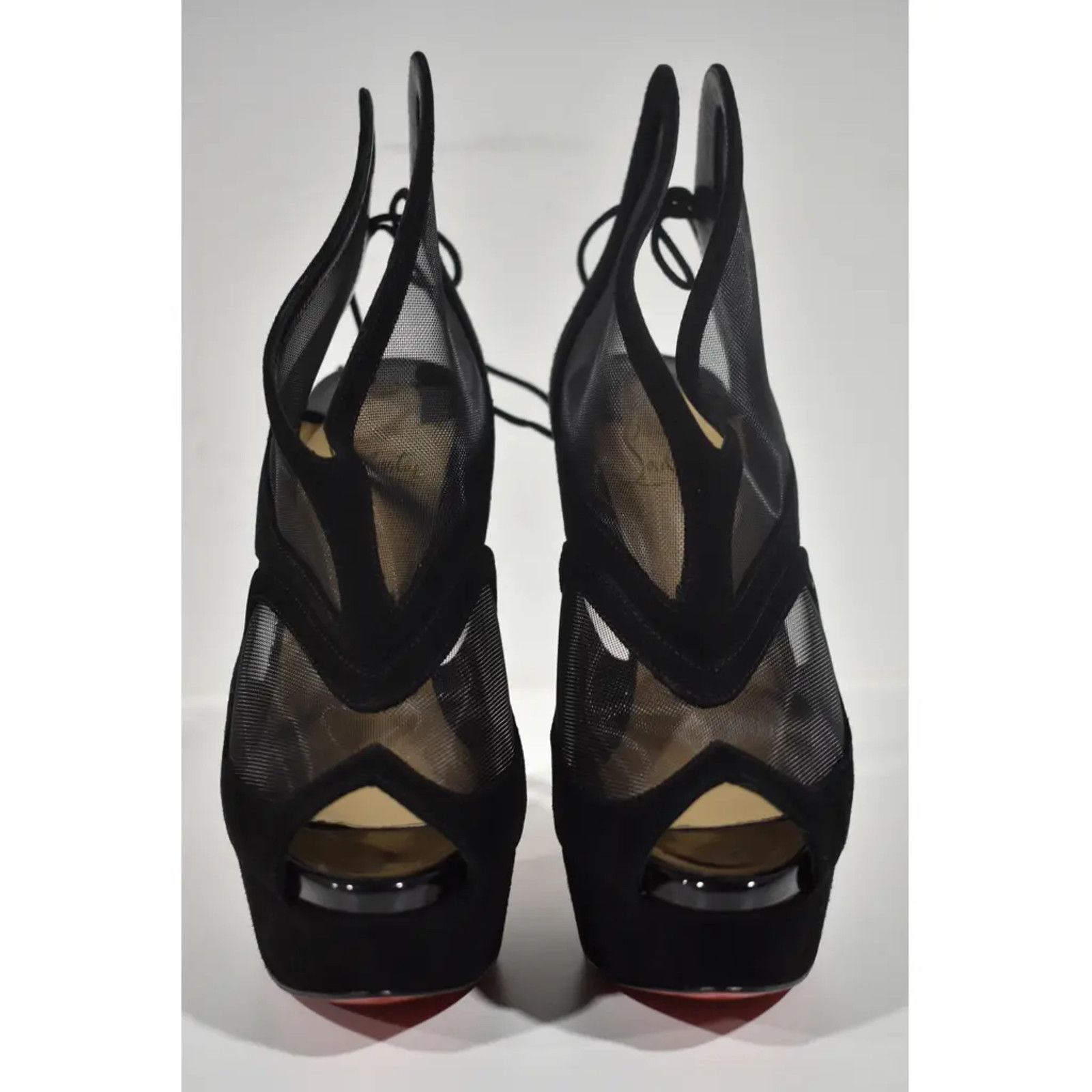 Christian Louboutin Farfamesh 150 Black Platform Peep Toe Sandal Heel Pump 36 Size US 6 / IT 36 - 5 Thumbnail