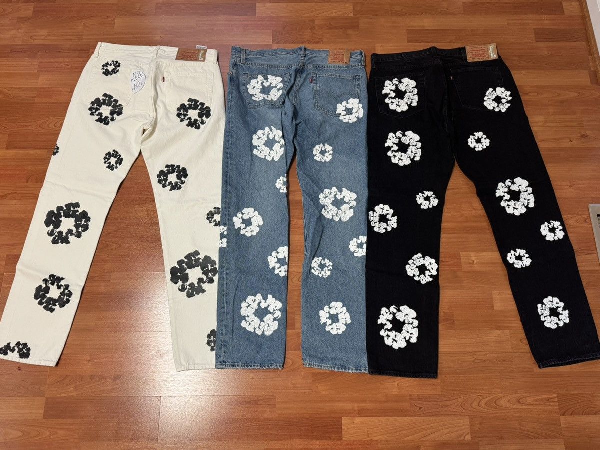 DENIM TEARS Denim Tears Cotton Wreath Jeans Shock Drop (White) Size US 36 / EU 52 - 6 Thumbnail