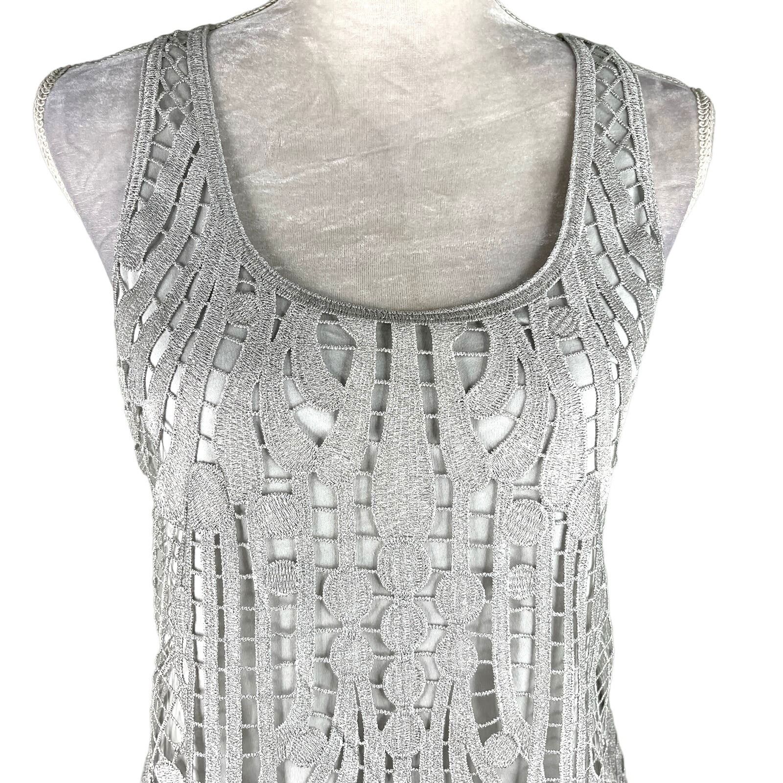 Express Express Womens Top Tank Blouse Crochet Gray Silver M New Size M / US 6-8 / IT 42-44 - 5 Thumbnail