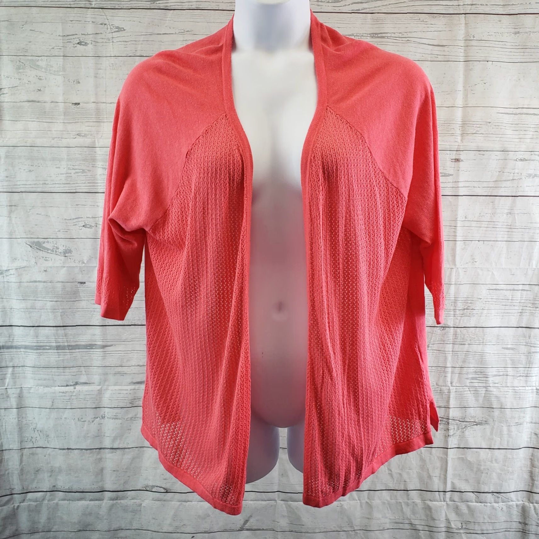 Vintage Maurices Womens Cardigan Pink Open Front Cotton Blend Half Sleeves 2X Size XXL / US 16-18 / IT 52-54 - 2 Thumbnail