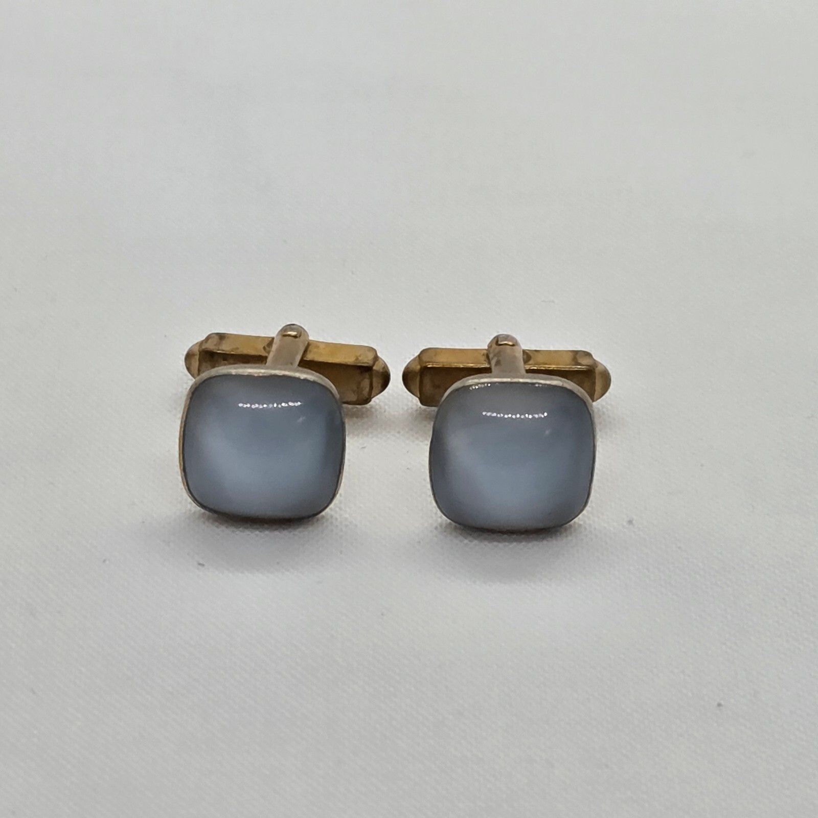 Vintage Gold-Tone Swank Opalescent Blue Glass Cufflinks, Men's — image 2 of 6