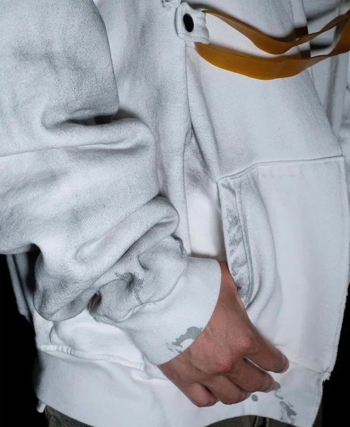 ALEXANDER DIGENOVA Alexander Digenova Dirty White Rubber Band Zip Hoodie Size US S / EU 44-46 / 1 - 6 Thumbnail