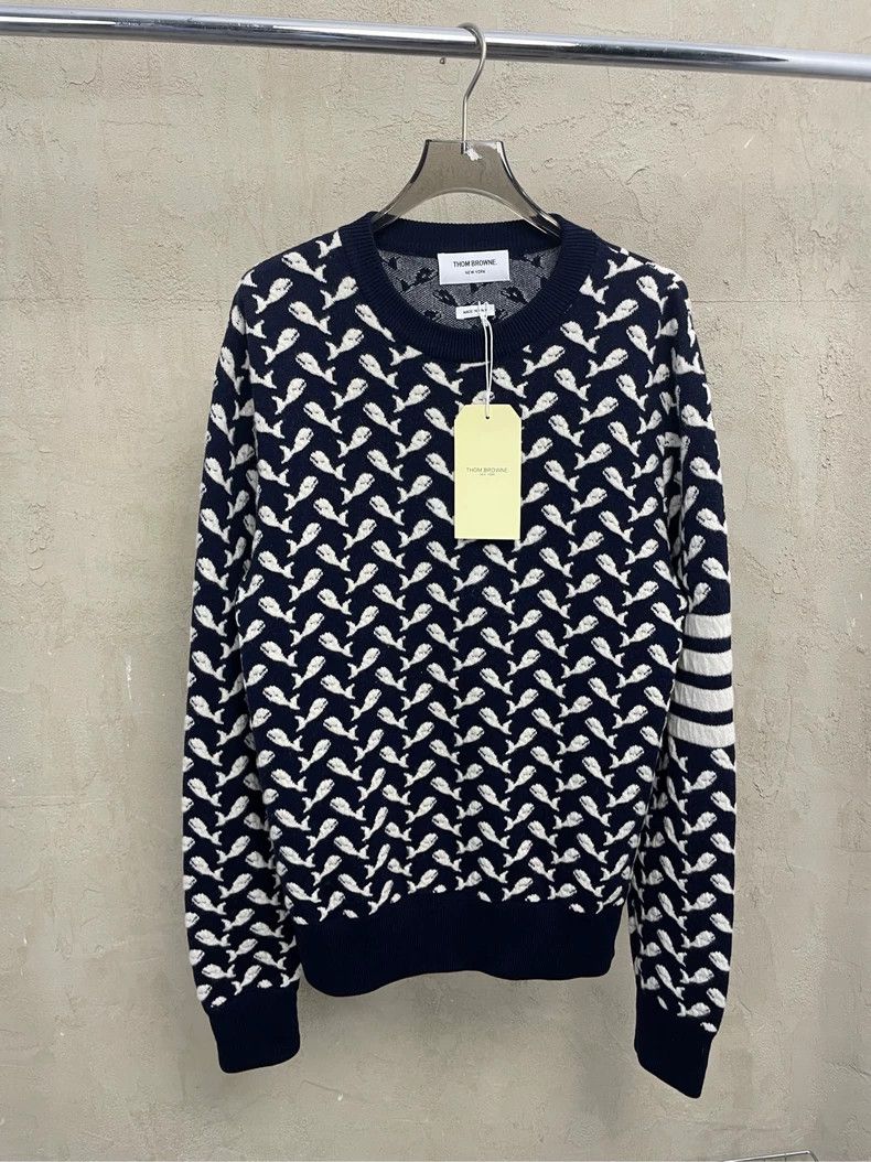 Thom Browne Thom browne Dark blue full-print small whale pattern four-s Size US S / EU 44-46 / 1 - 1 Thumbnail