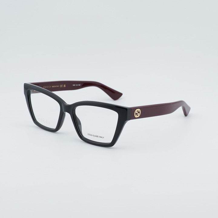 Gucci Gucci GG1715O 011 Eyeglasses Black/Red 55mm Cat Eye Frame Size ONE SIZE - 1 Thumbnail