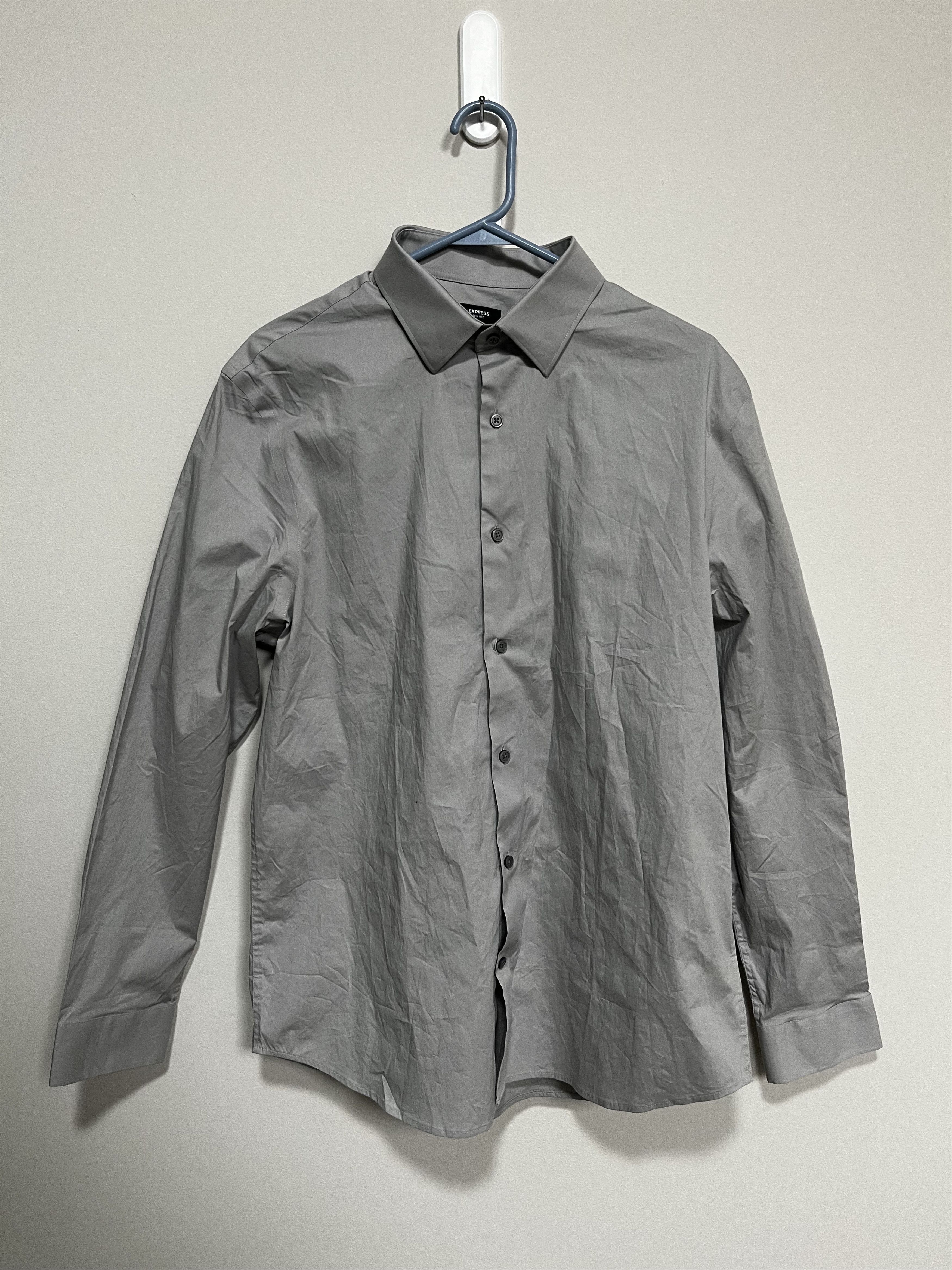 Express Express Slim 1MX Stretch Dress Shirt - Gray (L) New Size US L / EU 52-54 / 3 - 1 Thumbnail