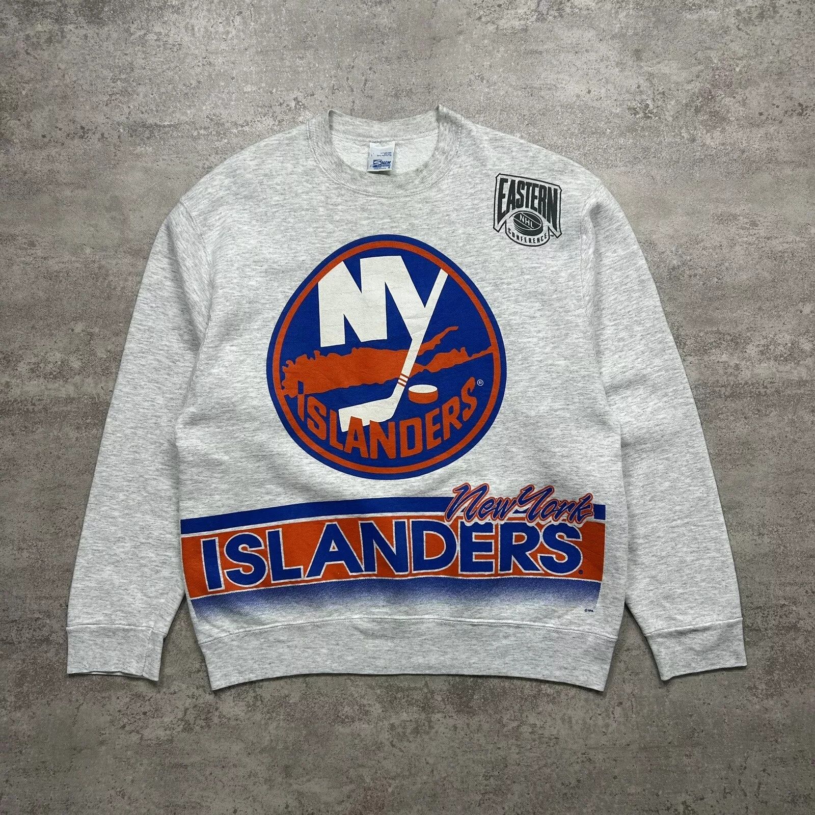 NHL × Salem Sportswear × Vintage VTG 90s NHL NEW YORK ISLANDERS SWEATSHIRT DOUBLE SIDED Size US L / EU 52-54 / 3 - 1 Thumbnail