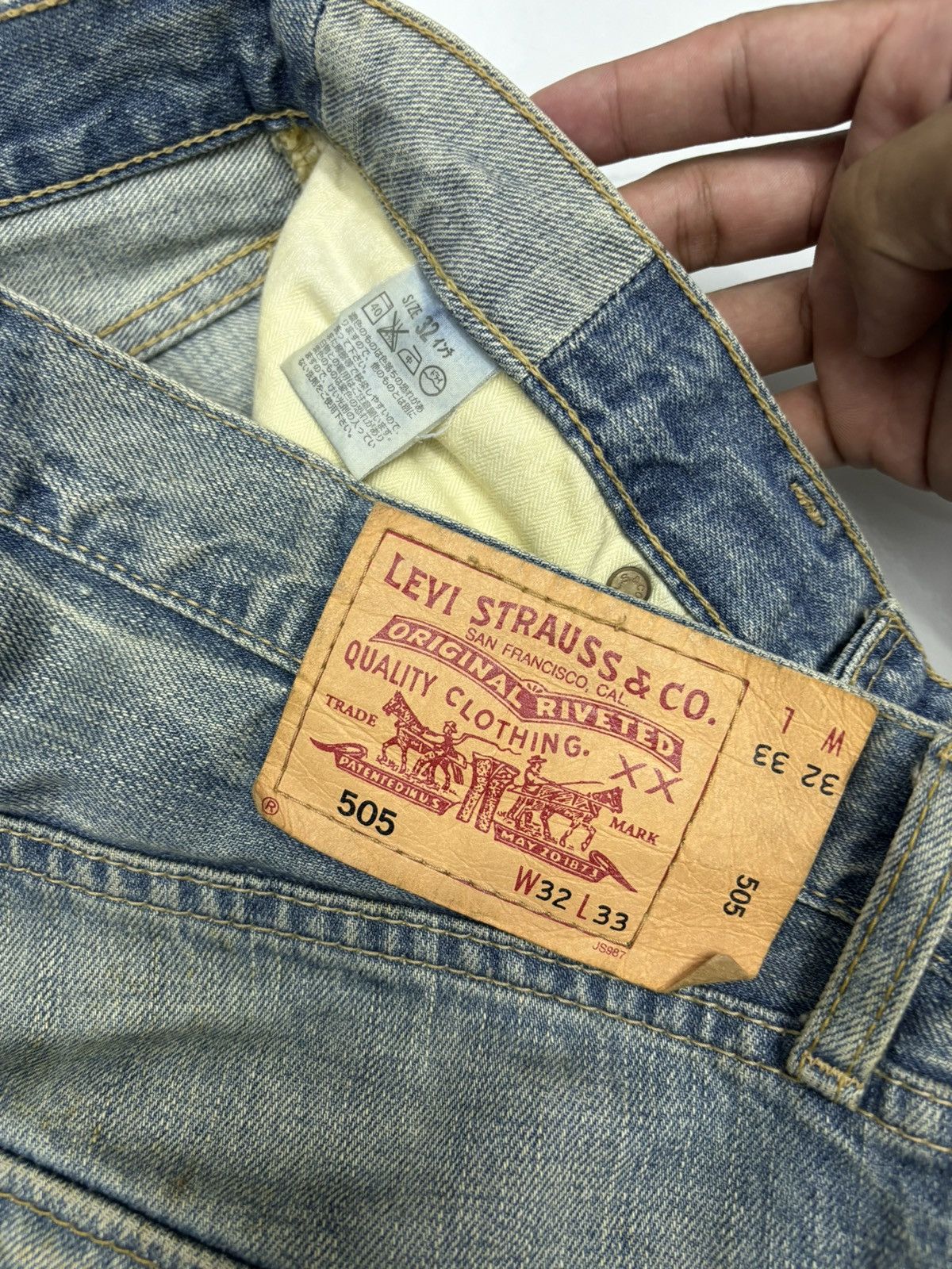 Levi's 🔥LEVIS 505 FLAP POCKET DISTRESSED DENIM JEANS Size US 32 / EU 48 - 13 Thumbnail