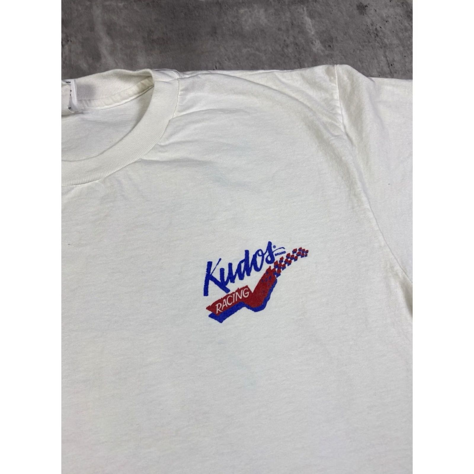 Anvil VINTAGE 90s Kudos Racing Nascar T Shirt White XL Mens 90s USA Shoes? Size US XL / EU 56 / 4 - 7 Thumbnail