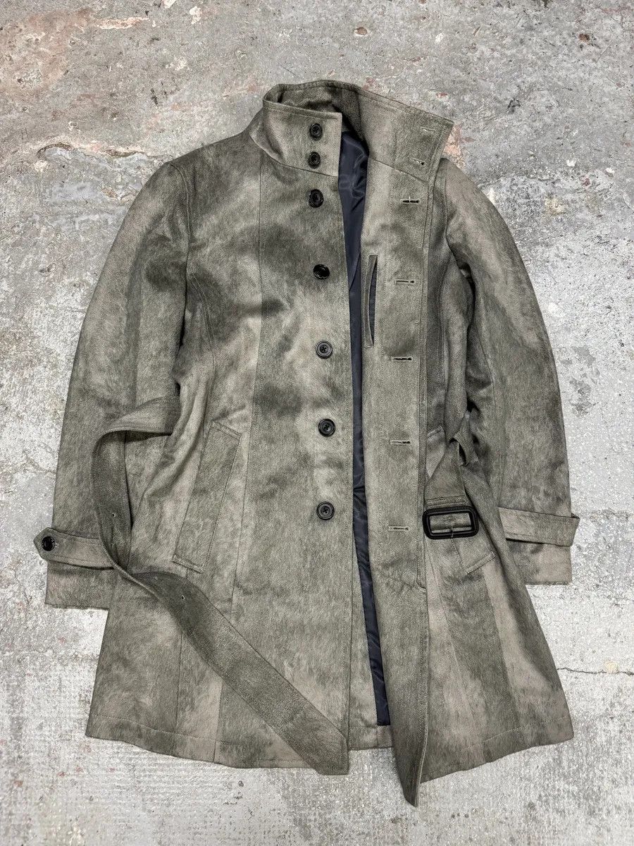 Tornado Mart × Vintage Tornado Mart Grey Suede Belted Trench Jacket Size US S / EU 44-46 / 1 - 2 Thumbnail