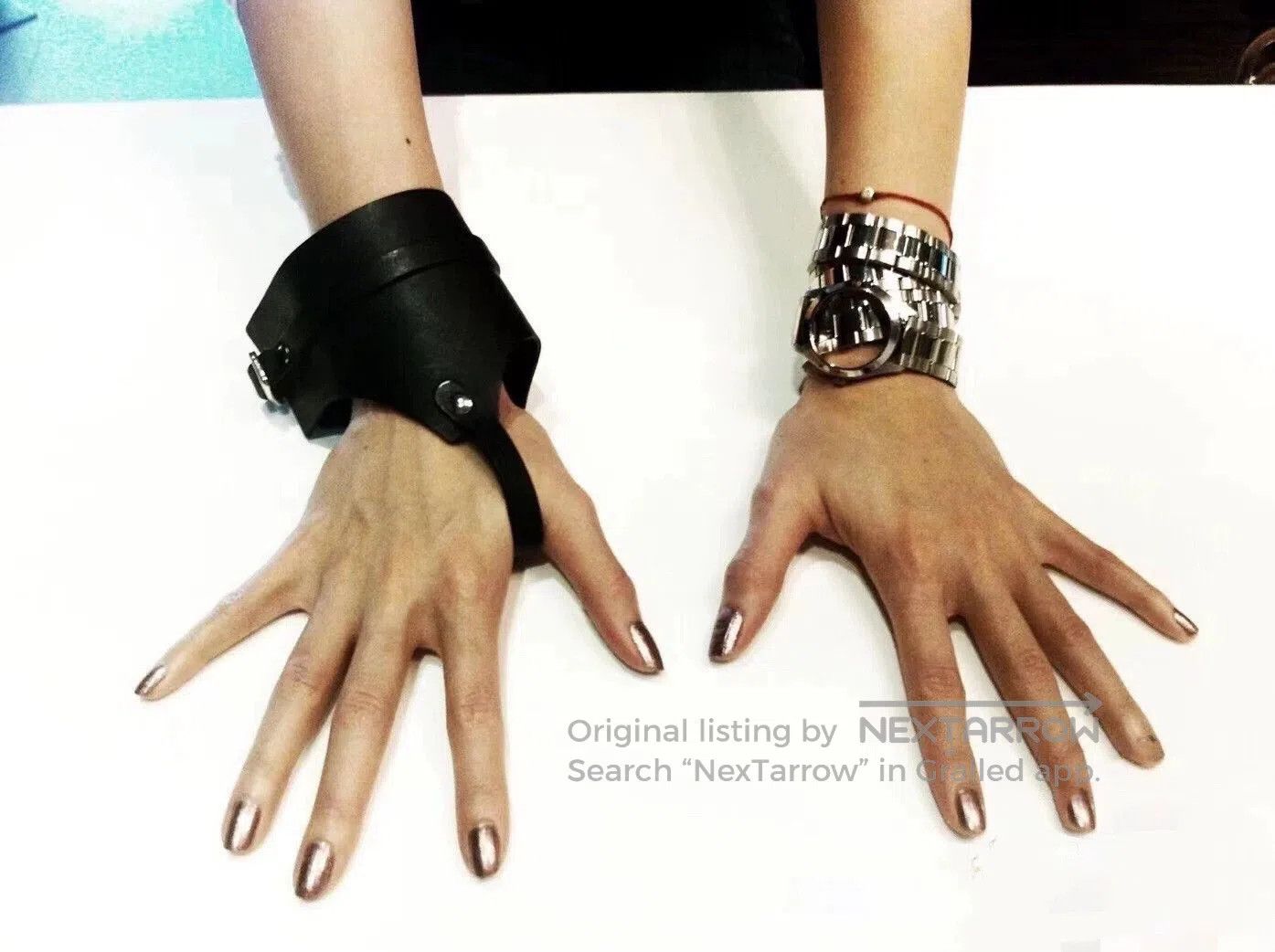 Maison Margiela Maison Martin Margiela Black Leather Ring Bracelet. Size ONE SIZE - 4 Thumbnail
