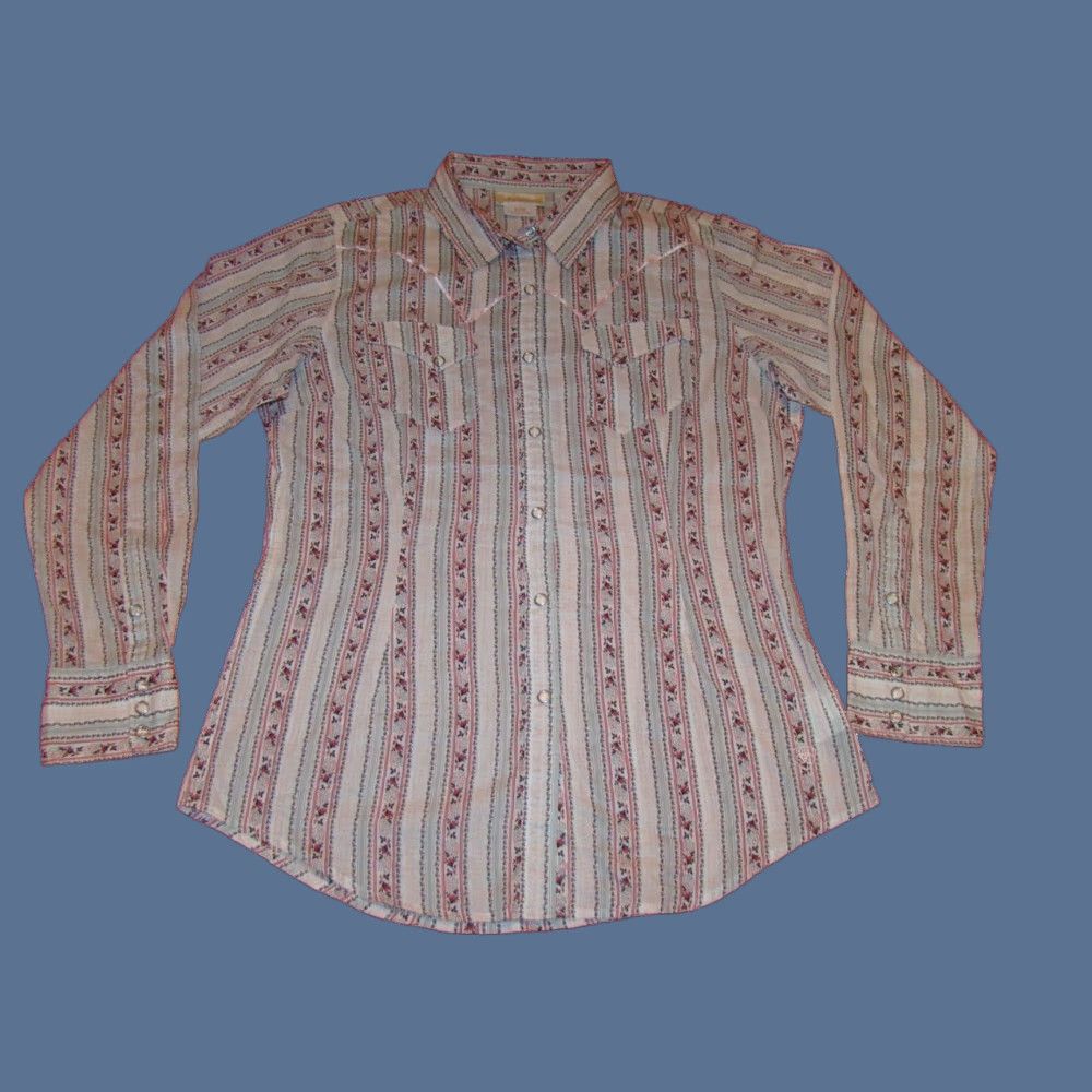 Ariat Ariat Womens Medium Snap Roses Ribbon Trim Western Long Sleeve Shirt Size M / US 6-8 / IT 42-44 - 1 Thumbnail