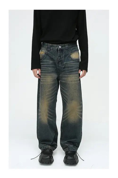 Japanese Brand × Jean American style washed vintage distressed whisker jeans y2k Size US 32 / EU 48 - 1 Thumbnail