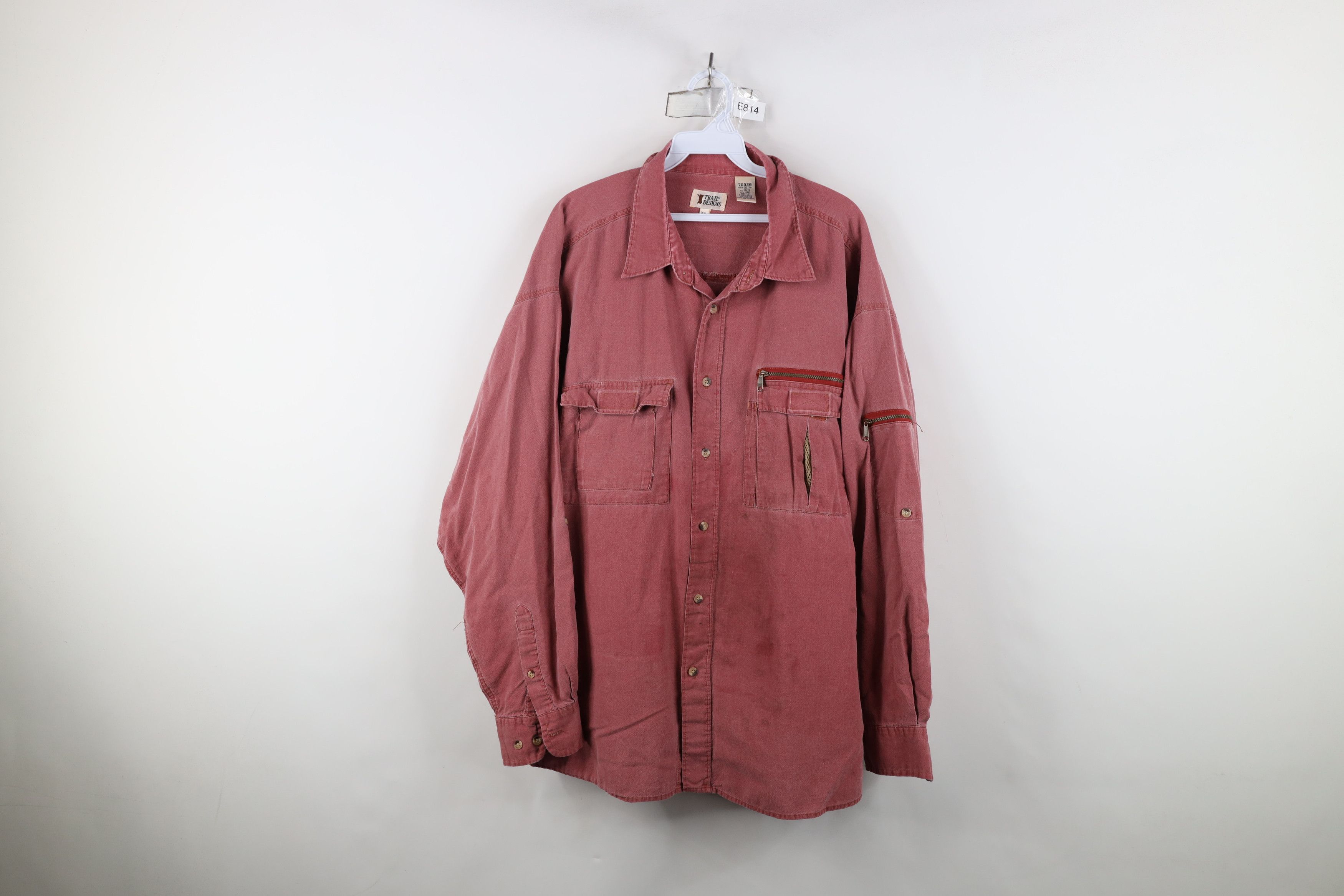 Vintage Vintage 90s Streetwear Baggy Double Pocket Button Shirt Red Size US XXL / EU 58 / 5 - 1 Thumbnail