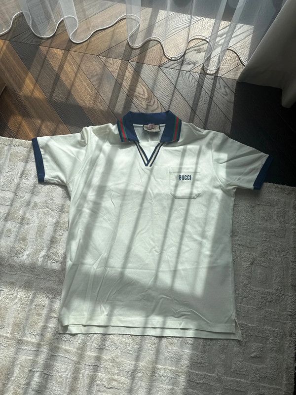Gucci Gucci Ecru Web Collar Polo Shirt Size US XXL / EU 58 / 5 - 1 Thumbnail