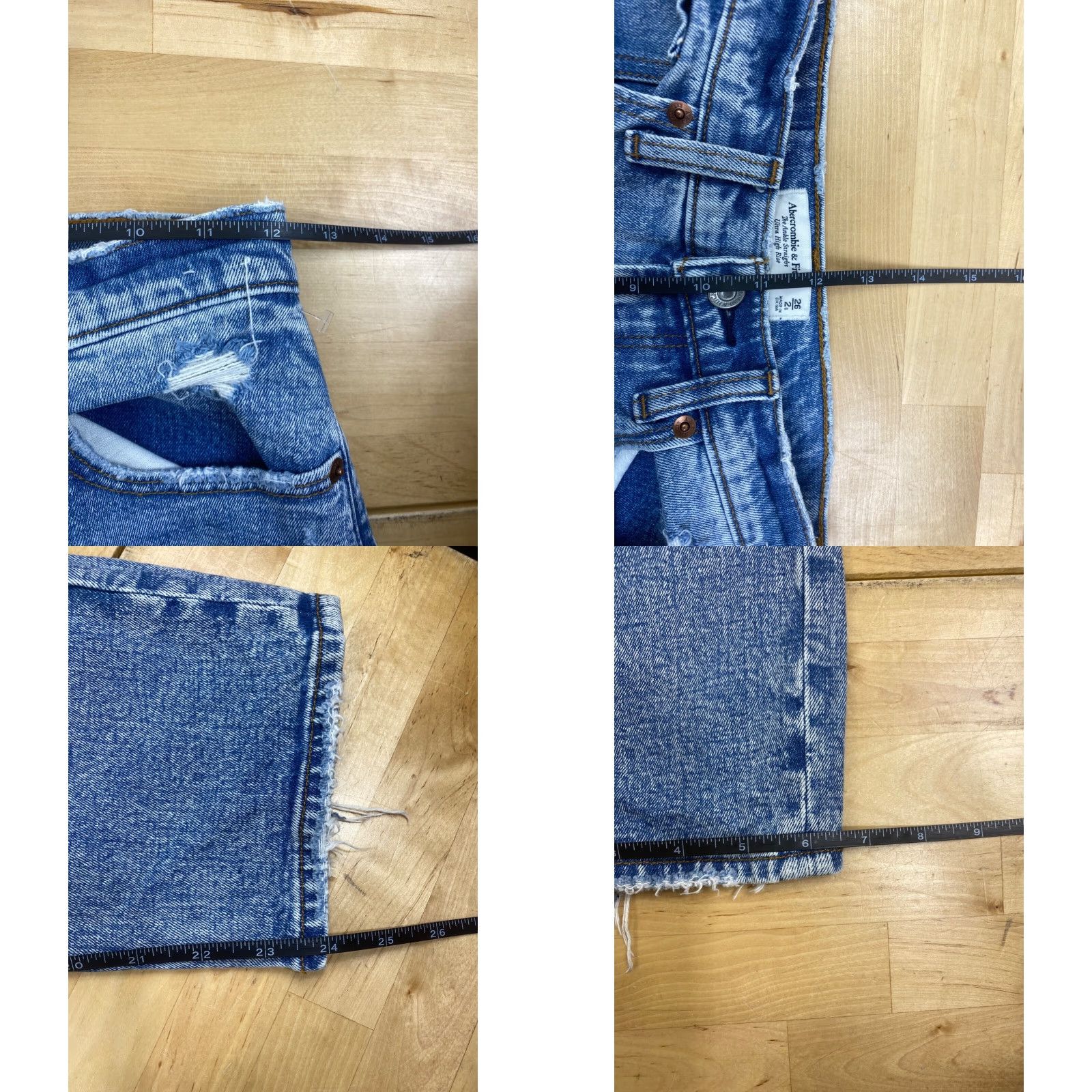 Abercrombie & Fitch Abercrombie & Fitch Curve Love Jeans The Ankle Straight Ultra High Rise 26 Blue Denim Women Jeans 26 Regular High Rise Straight Love Size 26" / US 2 / IT 38 - 8 Thumbnail