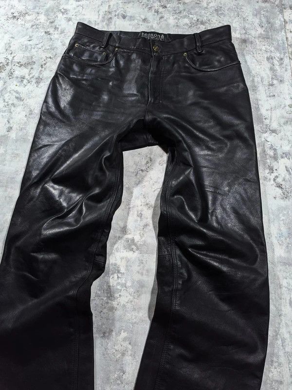 Leather Vtg Moto Biker Rockstar Opium Real Leather Pants Size US 35 - 3 Thumbnail
