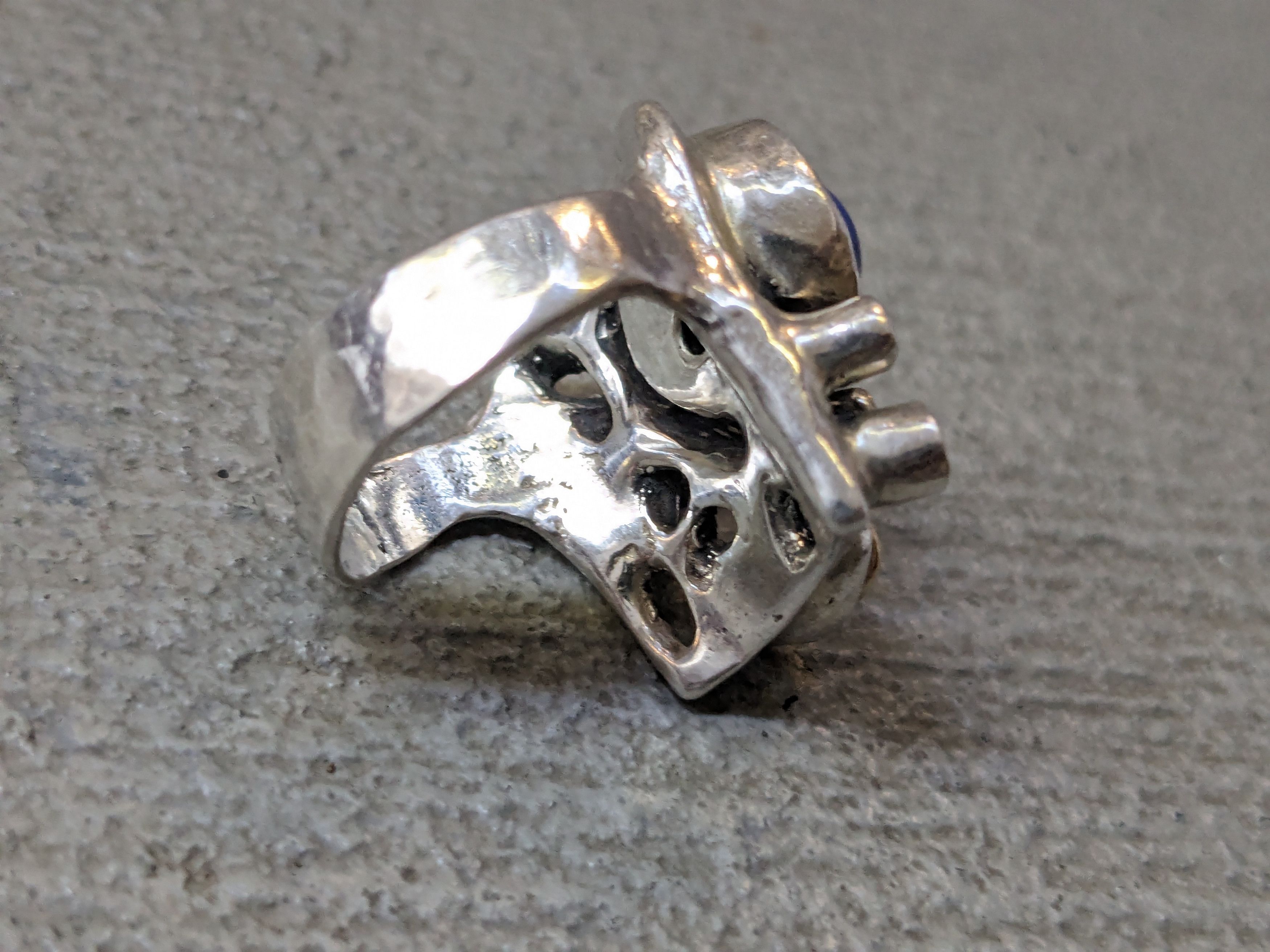 Jewelry × Vintage Vintage Sterling Silver Ring 7 Lapis Lazuli Modern Brutalist Size ONE SIZE - 9 Thumbnail