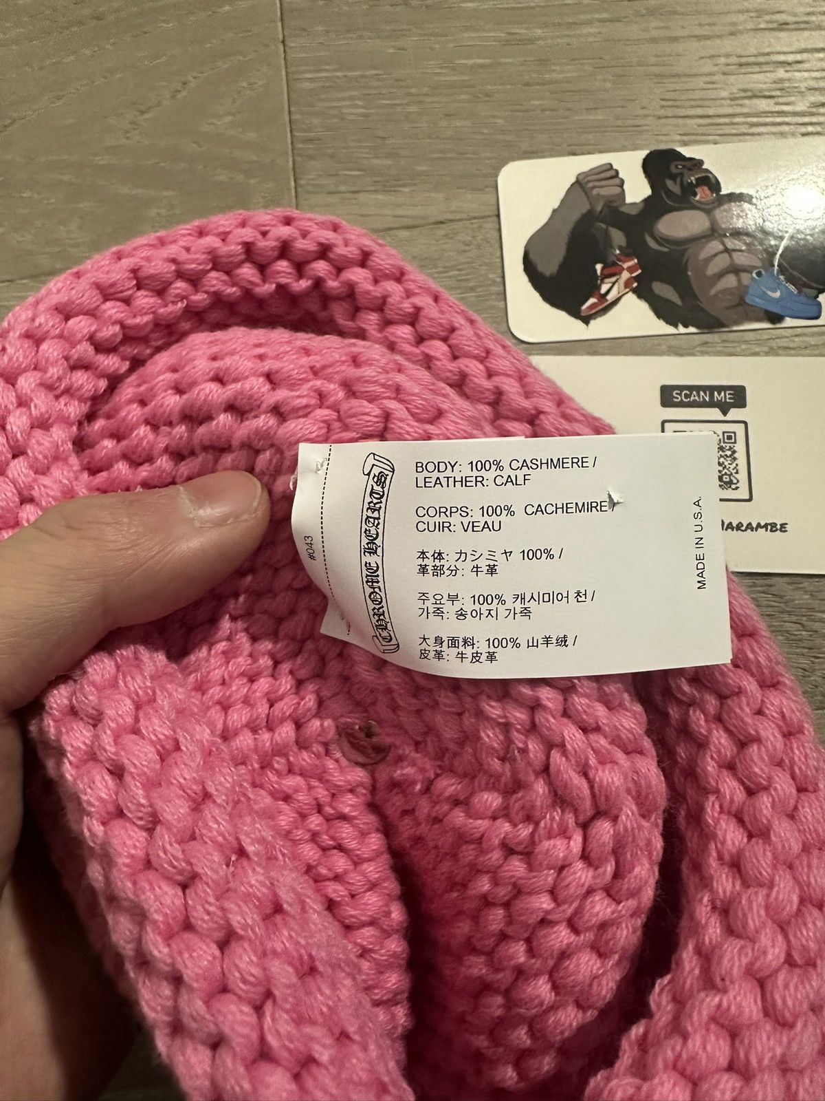 Chrome Hearts Chrome Hearts Cheetah Cross Patch Cashmere Pink Beanie Kids Size ONE SIZE - 5 Thumbnail