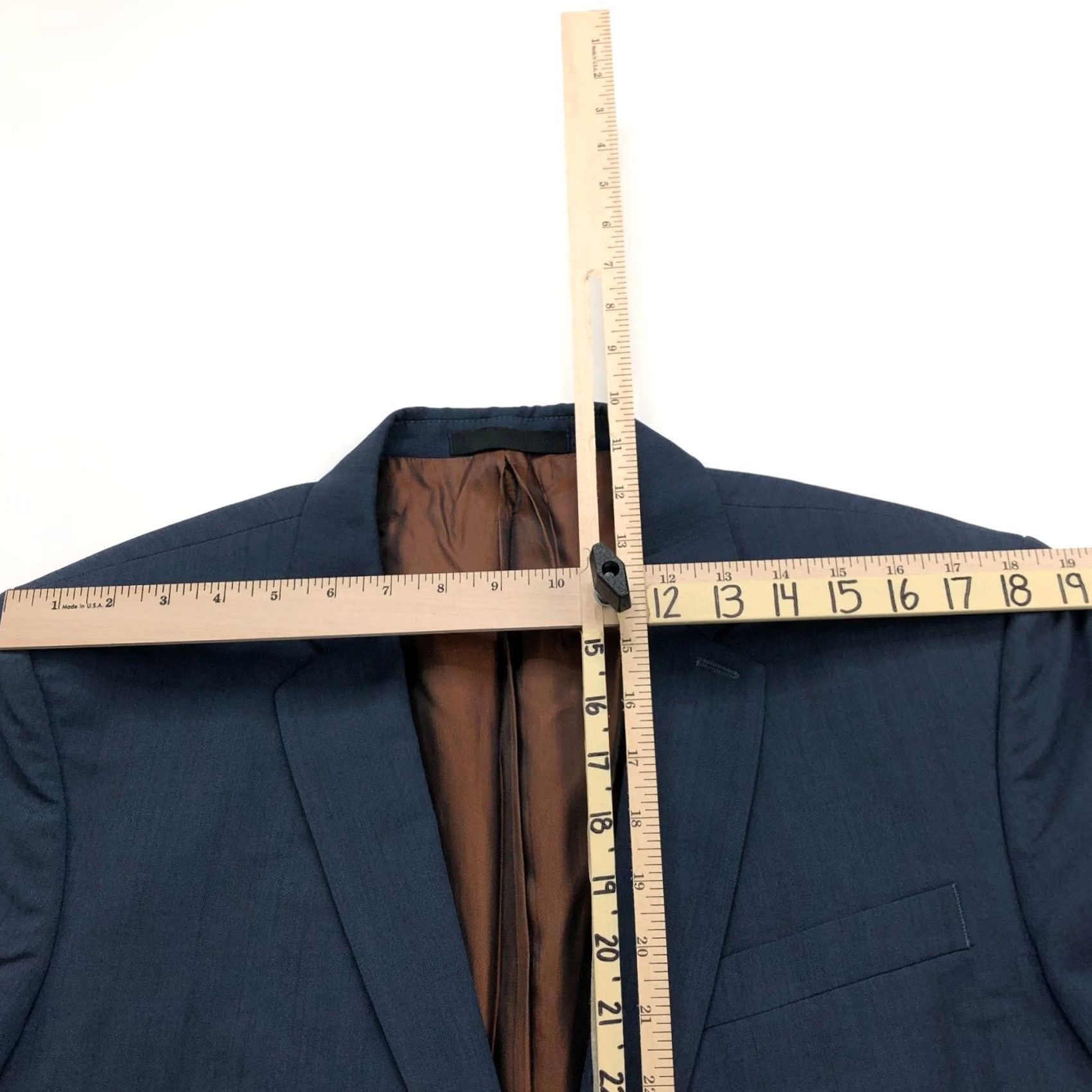 Ben Sherman Ben Sherman Blazer Coat Jacket 40 R Blue Wool Button Single-Breasted Notch Lapel Mens Regular Size Size 40R - 5 Thumbnail