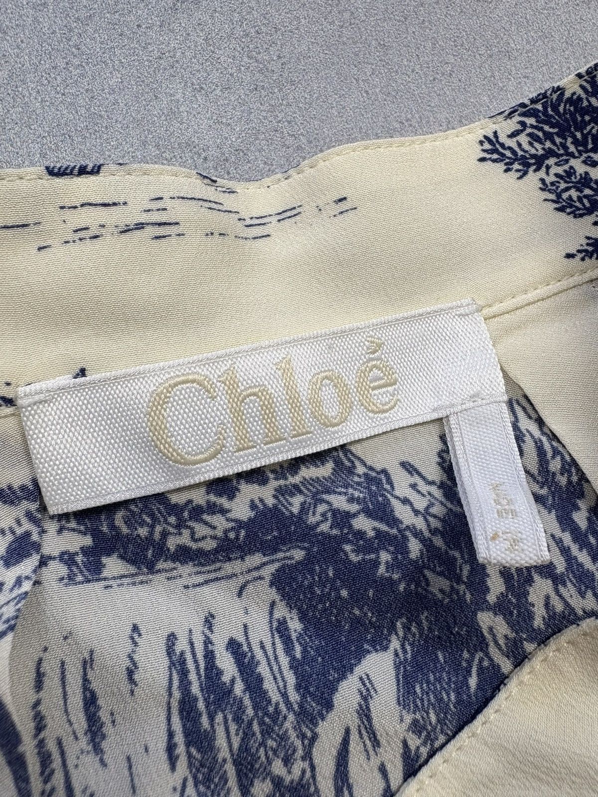 Chloe Arhival Chloé White & Blue Silk Toile Print Dress France 40 Size M / US 6-8 / IT 42-44 - 14 Thumbnail