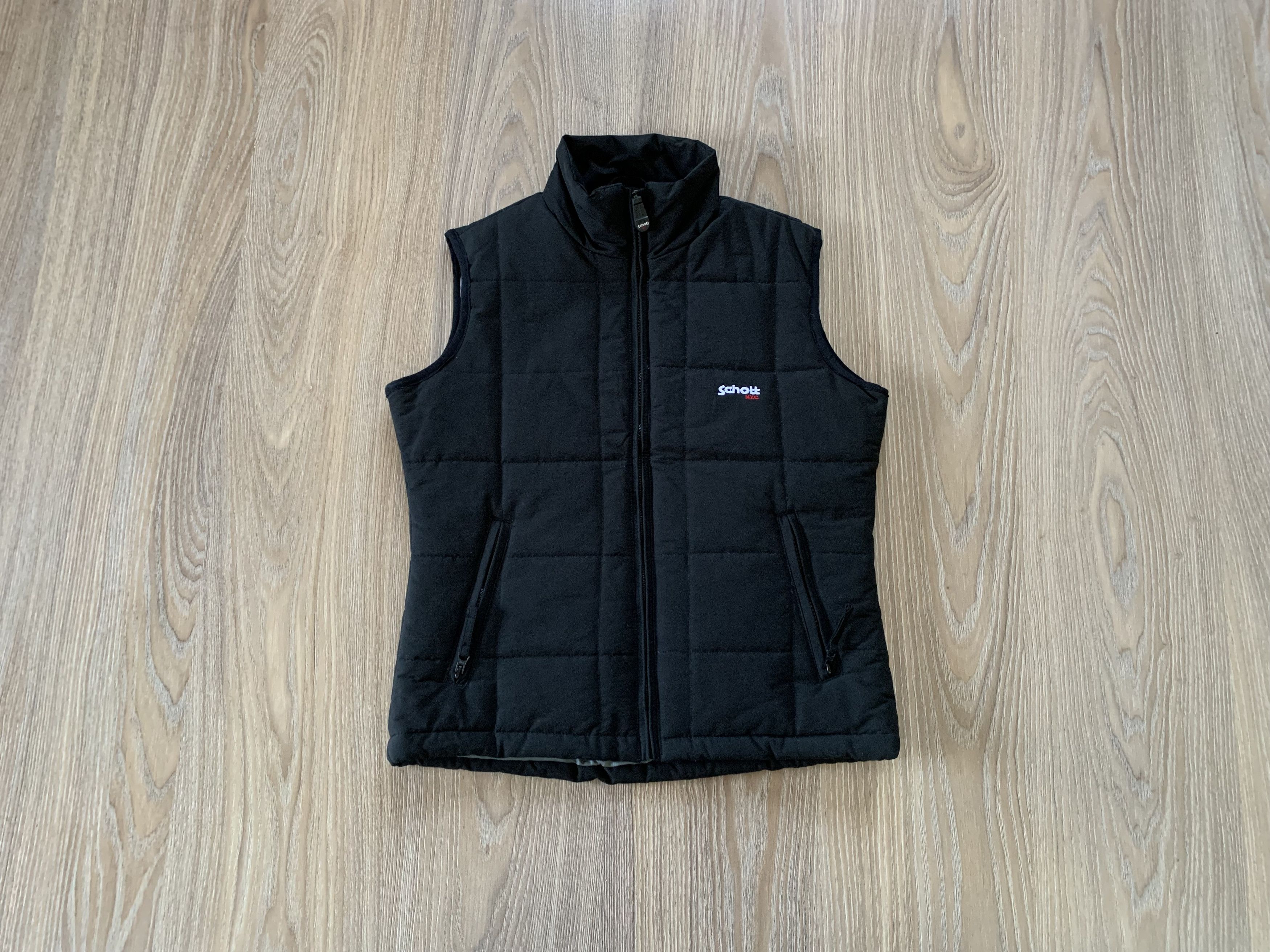 Schott NYC Vintage Black Womens Quilted Vest