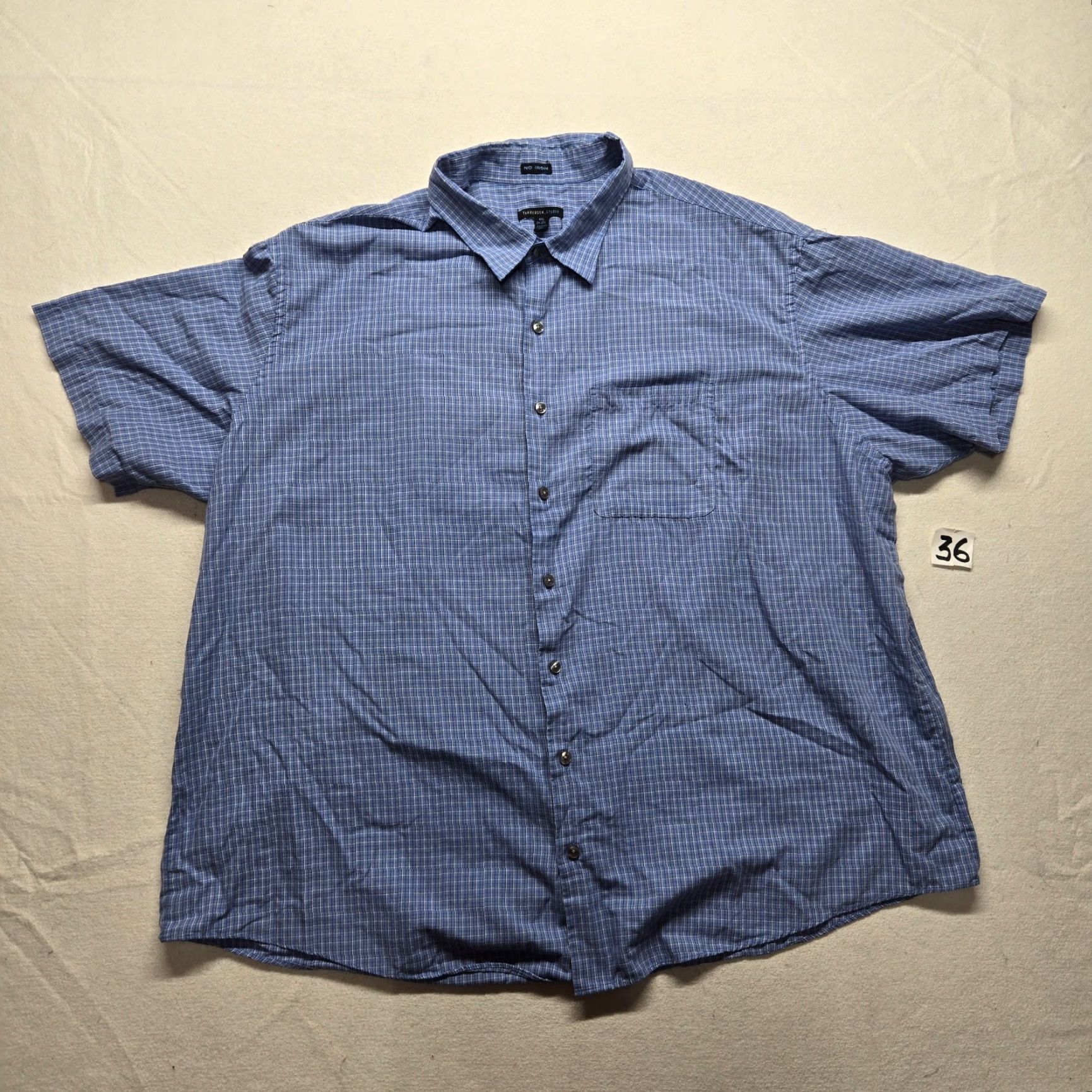 Van Heusen Van Heusen Shirt Blue 4XL Mens Button-Down Plaid Casual Dress Shirt Adult Big & Tall Cotton Size 48R - 2 Thumbnail