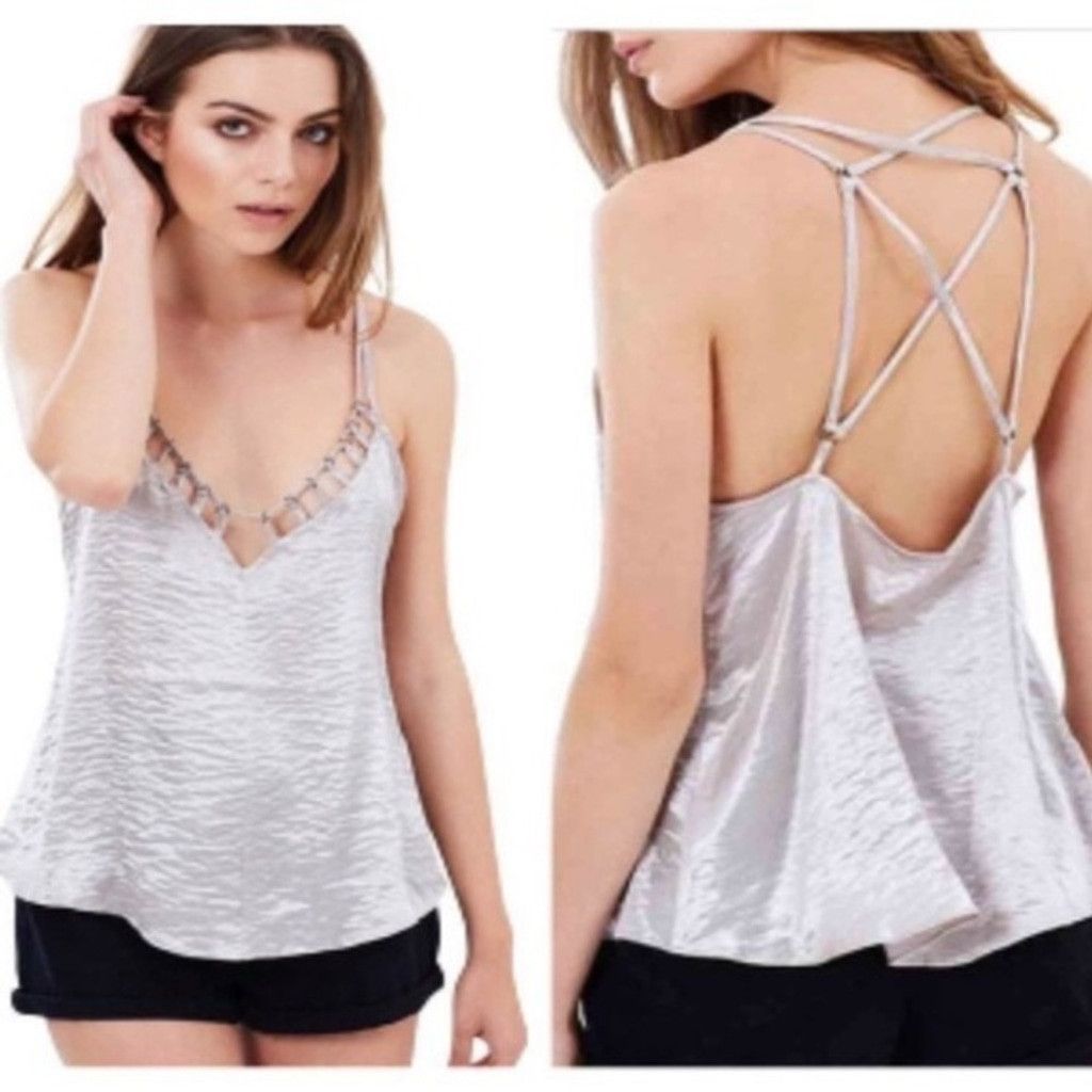 Free People Free People Silver Haze Satin Camisole Size M Size M / US 6-8 / IT 42-44 - 3 Thumbnail