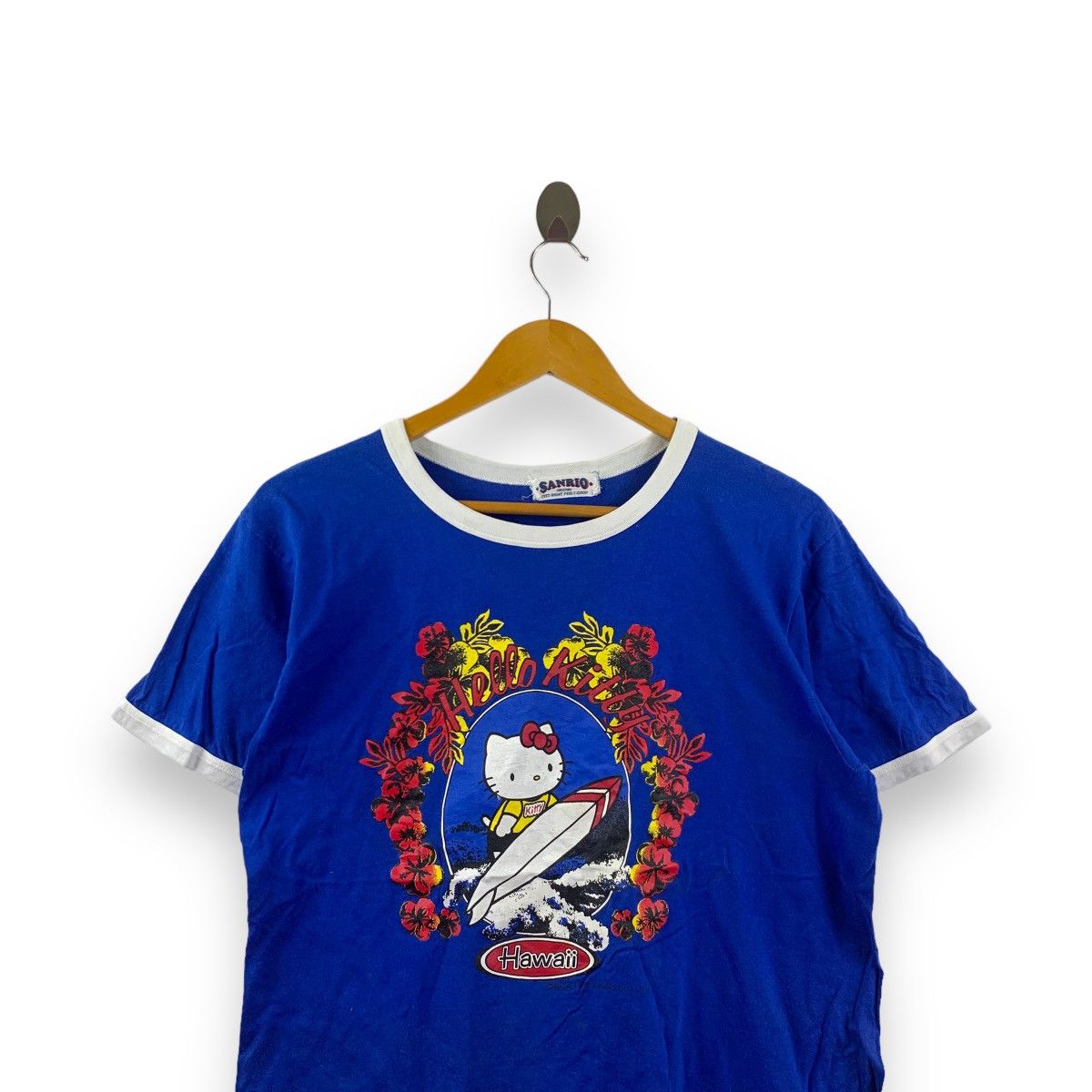 Vintage Vintage 1995 HELLO KITTY HAWAII Surf Cartoon Ringer Size S / US 4 / IT 40 - 2 Thumbnail