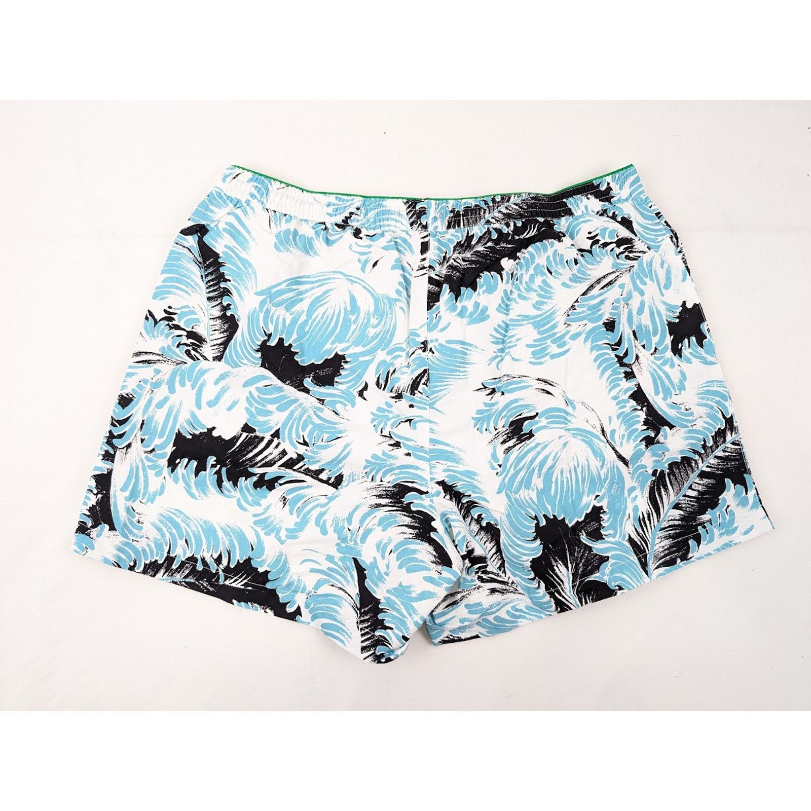 Bottega Veneta o1rshd1 Nylon Printed Feathers Swim Long Boxer in Black/Turq Size US 36 / EU 52 - 10 Thumbnail