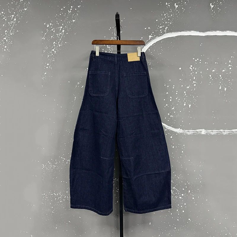 Japanese Brand Extra Wide Leg Dark Blue Navy Denim Jeans Size US 34 / EU 50 - 2 Thumbnail