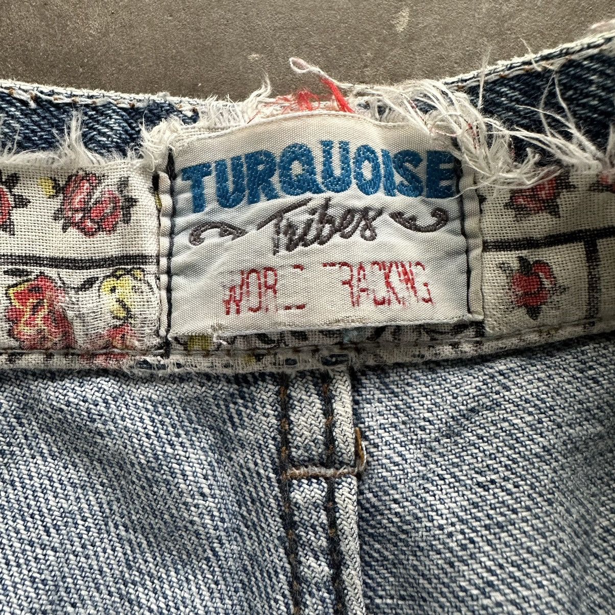 Japanese Brand W29 Vintage Turquoise Distressed Faded Denim Jean Pant Size US 29 - 8 Thumbnail