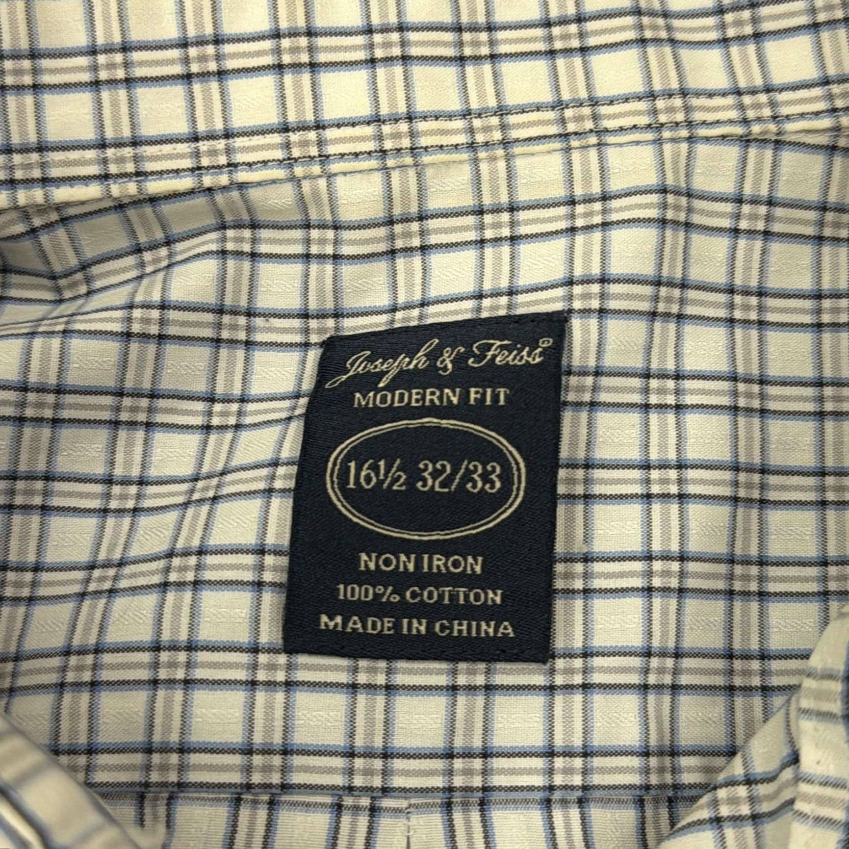 Joseph Joseph & Feiss Shirt Mens 16.5 32/33 Blue Check Non Iron Slim Fit Long Sleeve Dress Shirt Size US XL / EU 56 / 4 - 5 Thumbnail