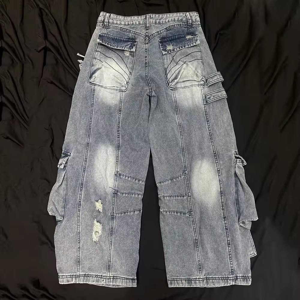 Japanese Brand × Vintage vintage baggy jeans with frayed holes. Size US 36 / EU 52 - 2 Thumbnail