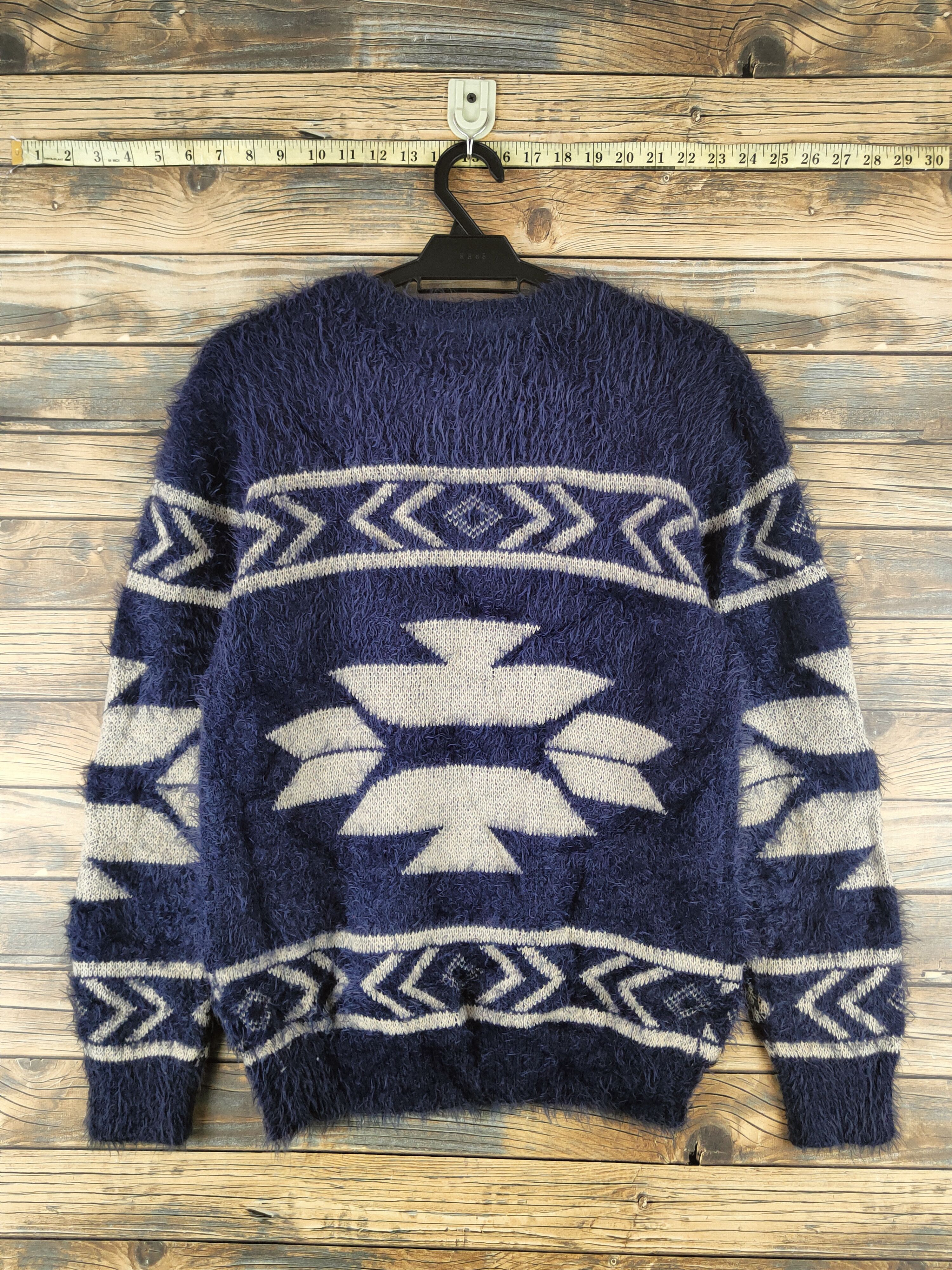 Japanese Brand DL Revo Navy Fur Mohair shaggy Knitwear Sweatshirts #46-386 Size US S / EU 44-46 / 1 - 7 Thumbnail