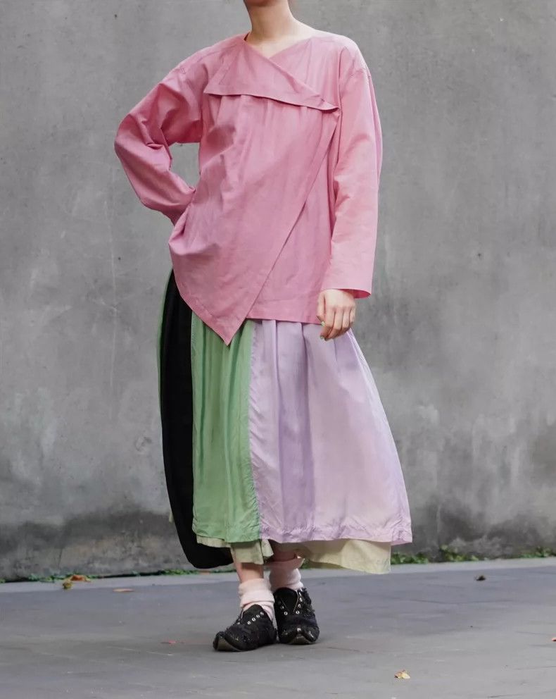 Comme des Garcons Comme des Garcons size M Pink and blue color matching silk Size 25" / US 0 / IT 36 - 4 Thumbnail