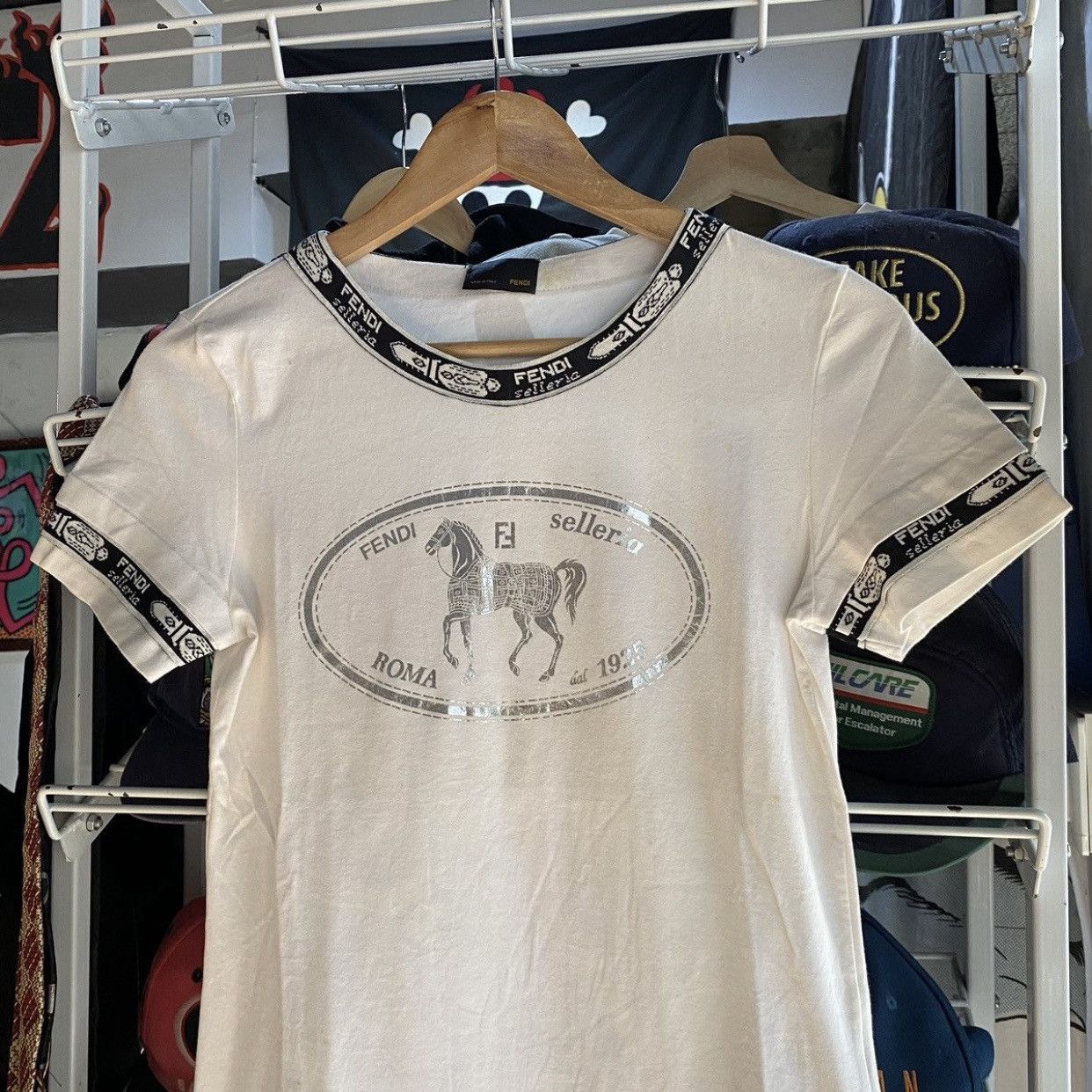 Fendi Fendi Selleria Roma Horse Logo Monogram Trim T-Shirt White Size M / US 6-8 / IT 42-44 - 3 Thumbnail