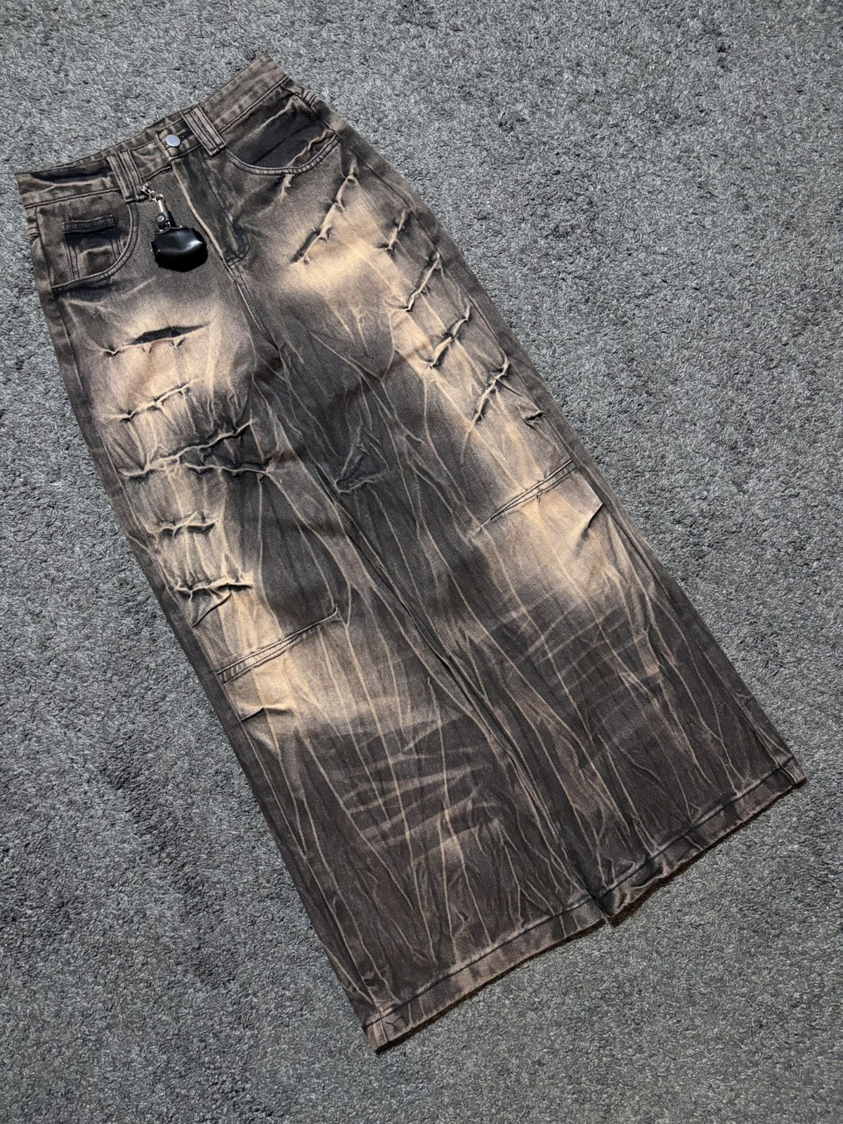 Jean × Vintage Vintage very rare wide super baggy thunder brown jeans Size US 29 - 5 Thumbnail